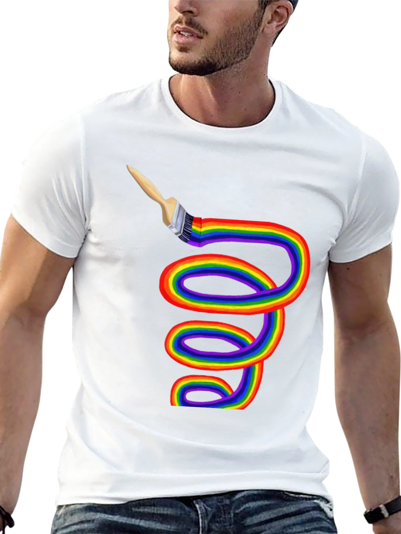 Rainbow Paintbrush Tee - Artistic Expression - 13
