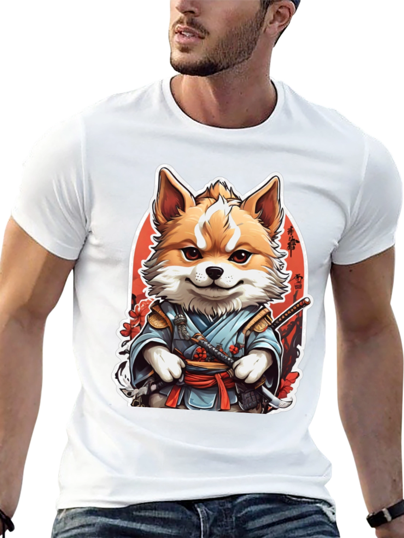 Black Samurai Fox Graphic Tee view 13