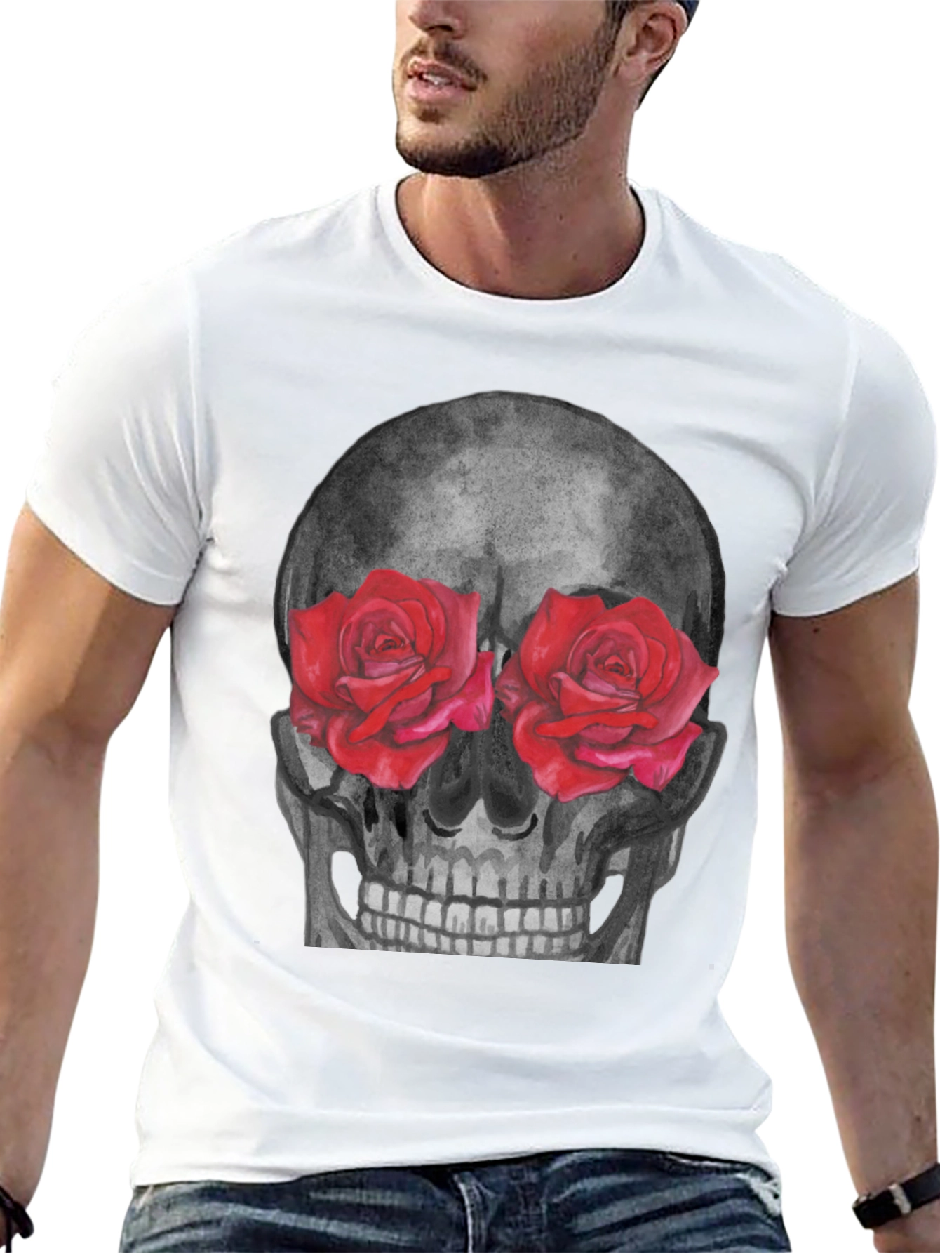 Black Skull & Roses Graphic Tee - Unique Design view 13