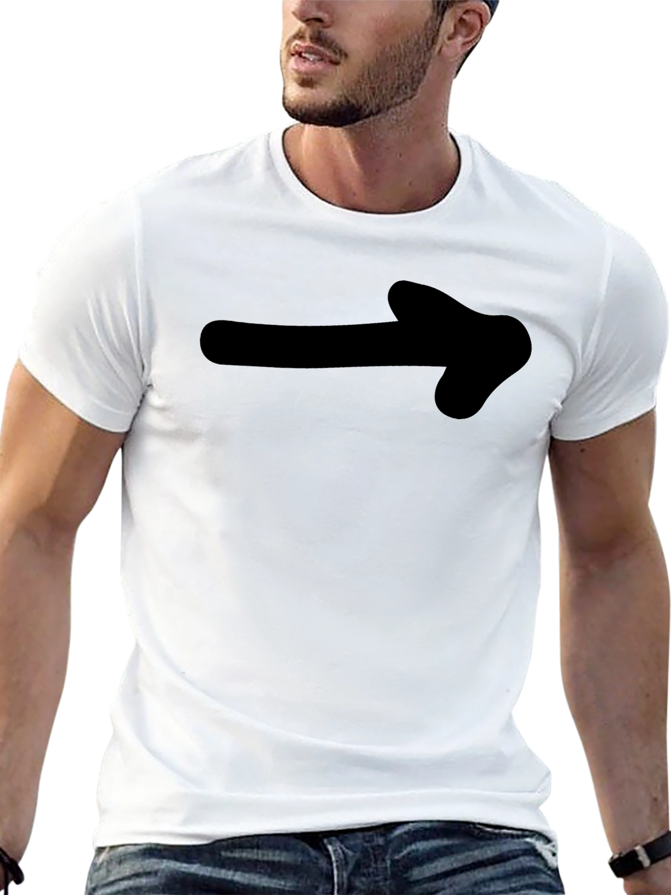 Black Men's Black Graphic T-Shirt - Arrow Design view 13