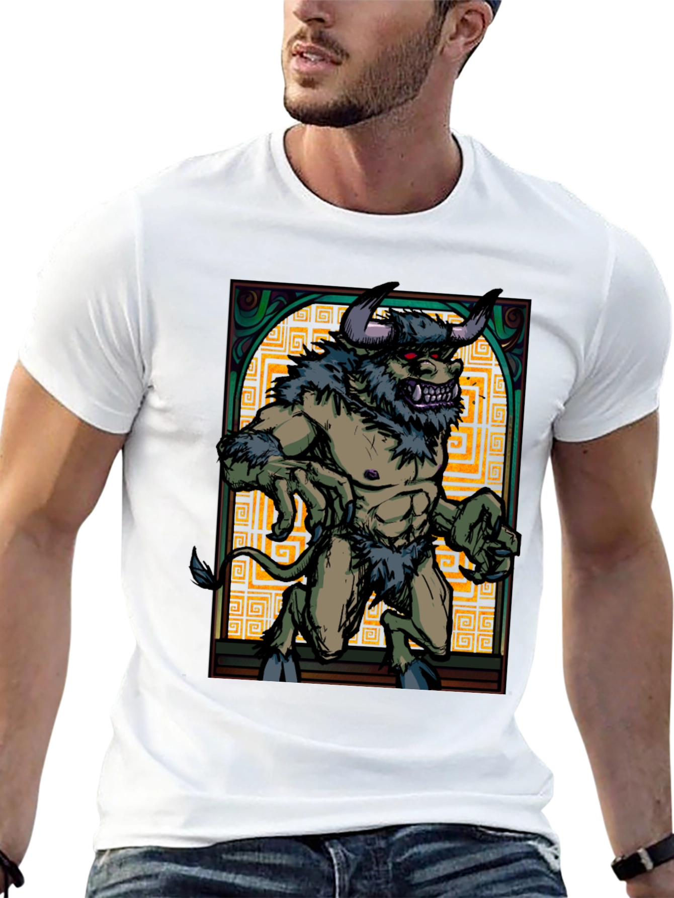 Black Minotaur Graphic Tee - Black Cotton Shirt view 13