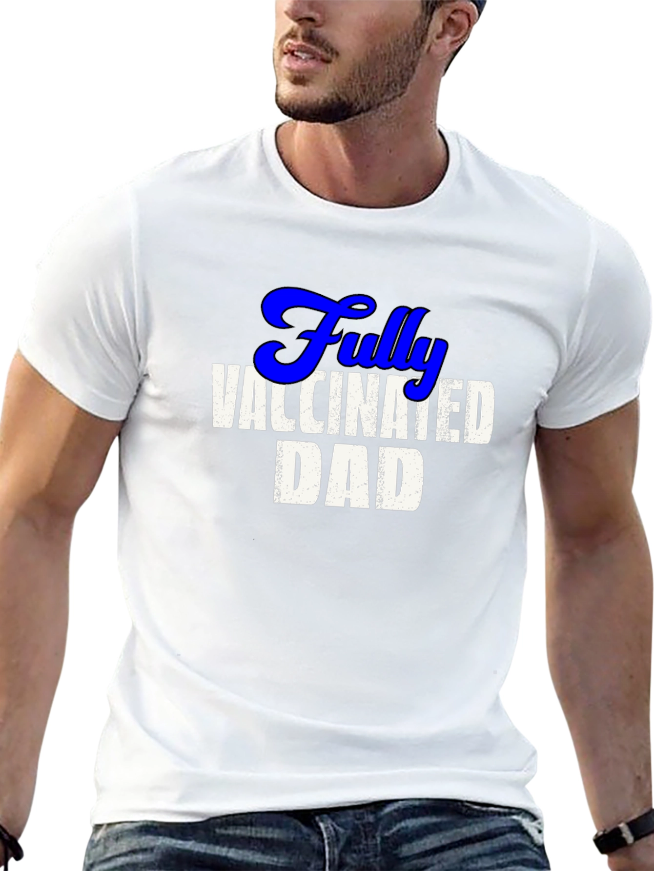 Black Fully Vaccinated Dad Tee - Cool Novelty T-Shirt view 13