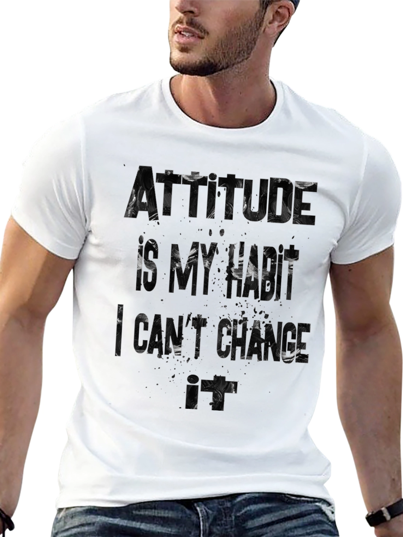 Black Attitude is My Hustle Graphic T-Shirt - Black view 13