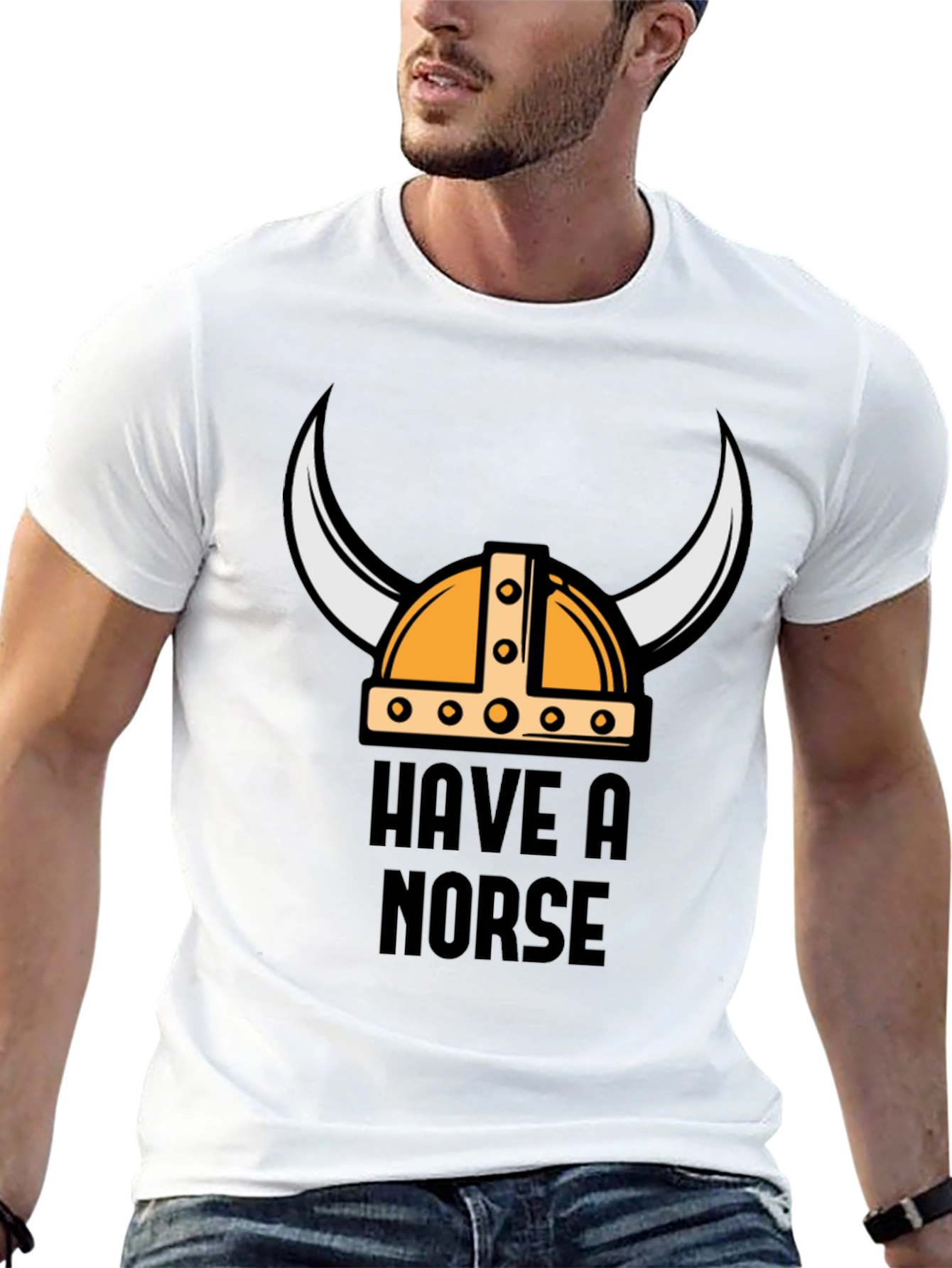 Black Have A Norse Day Viking Helmet T-Shirt view 13