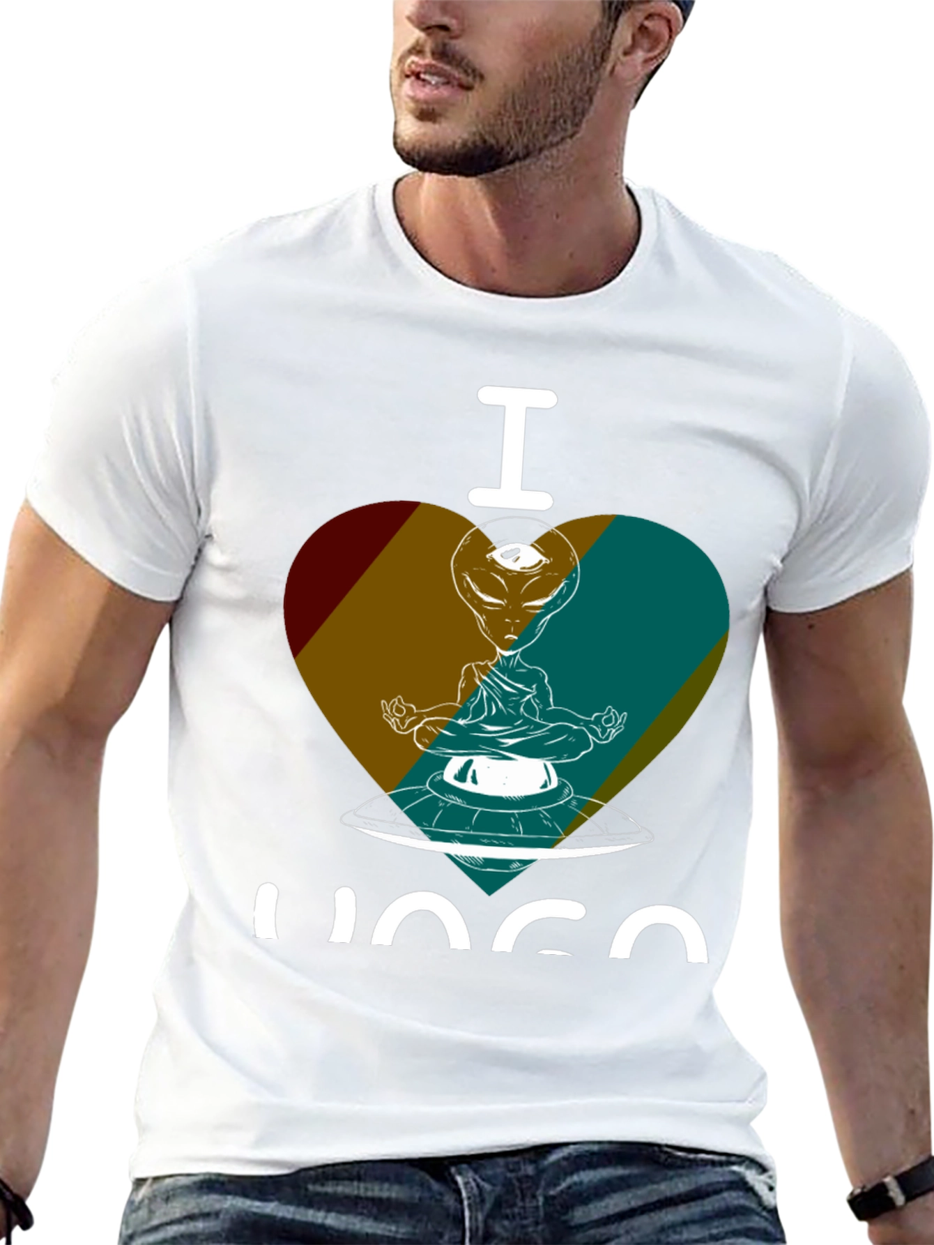 Black I Love Yoga Alien UFO Graphic Tee - Meditating in Space! view 13