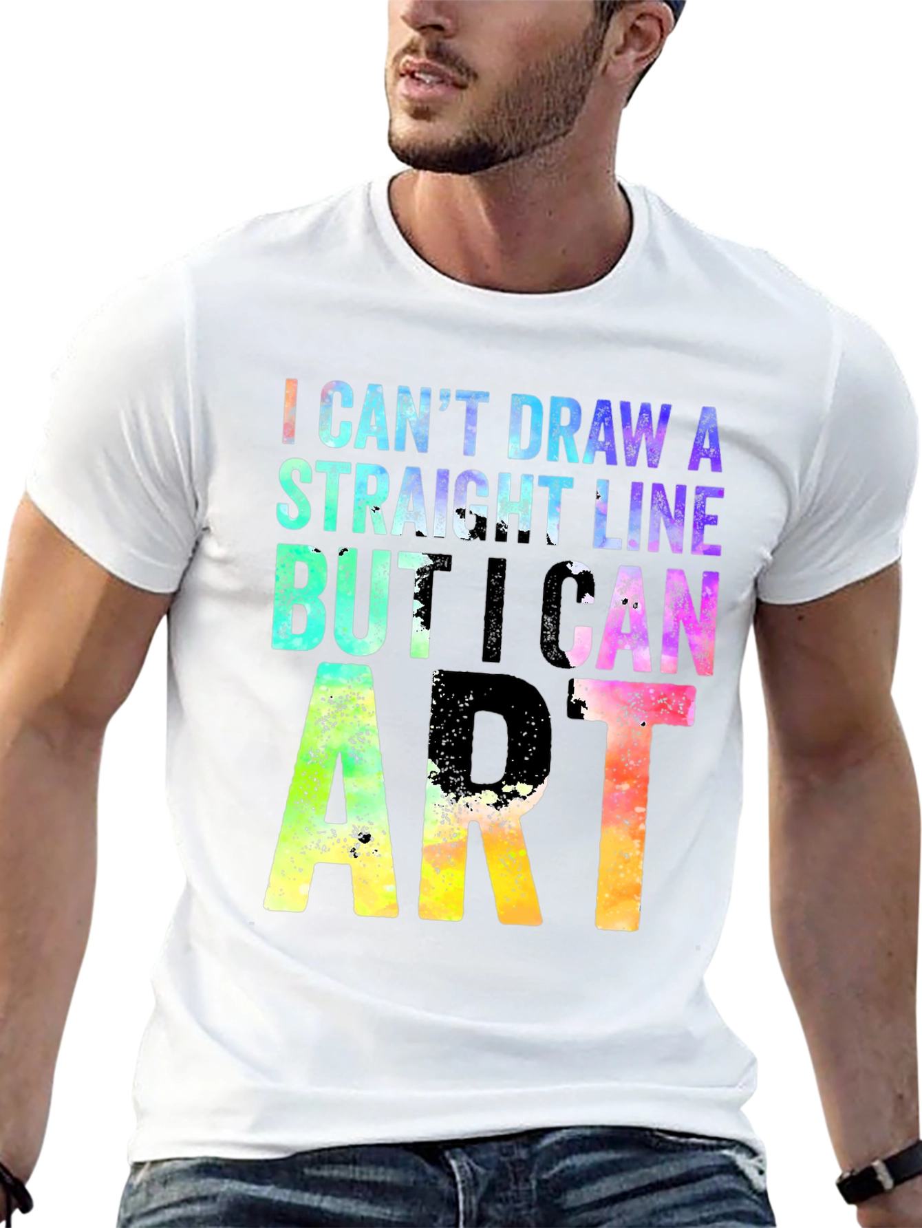 Black I Can't Draw A Straight Line But I Can Do Art T-Shirt view 13