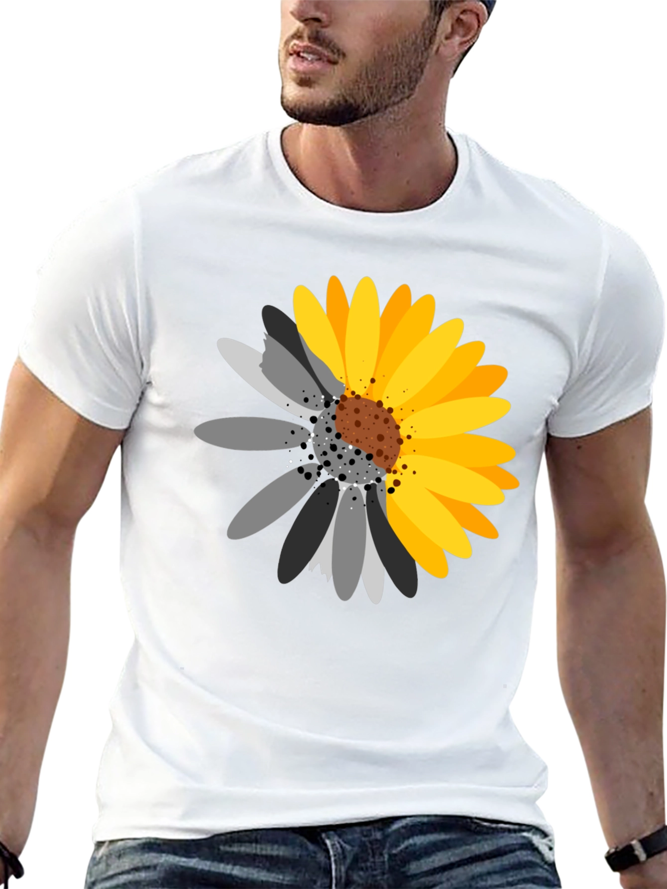 Black Black T-Shirt with Sunflower Graphic view 13