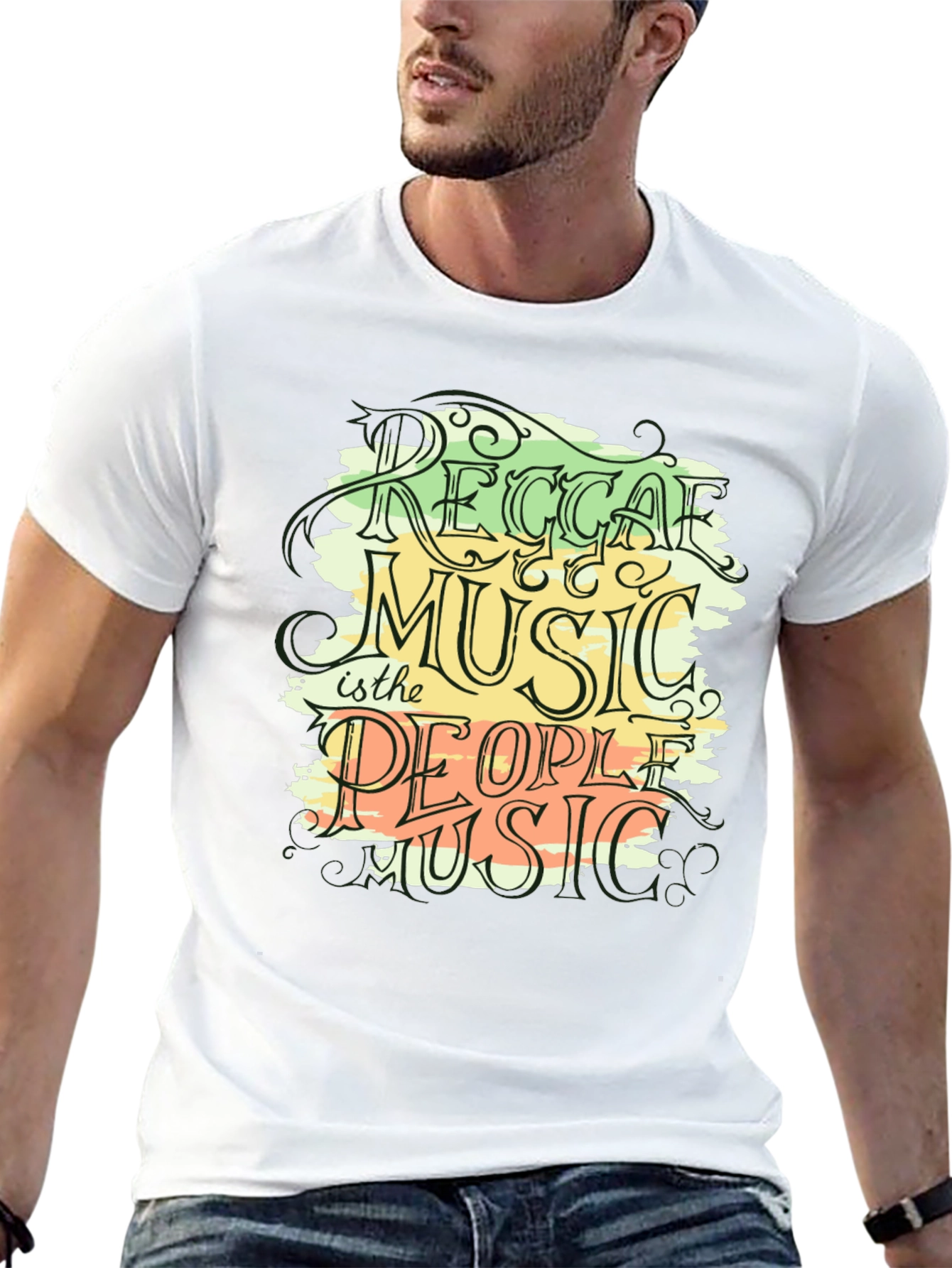 Black Reggae Music Graphic Black T-Shirt view 13