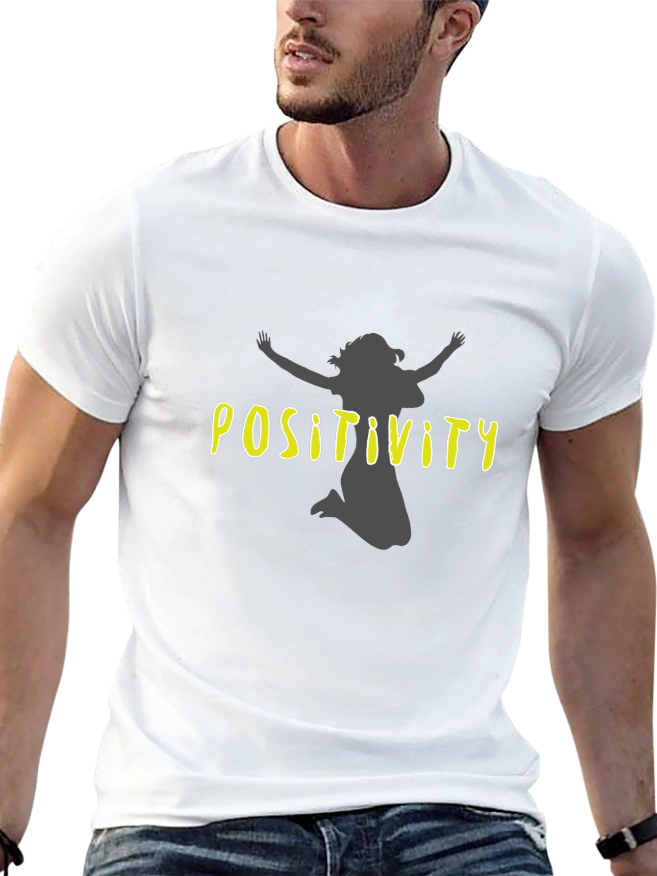 Black Positivity Graphic Tee - Unisex Black T-Shirt view 13
