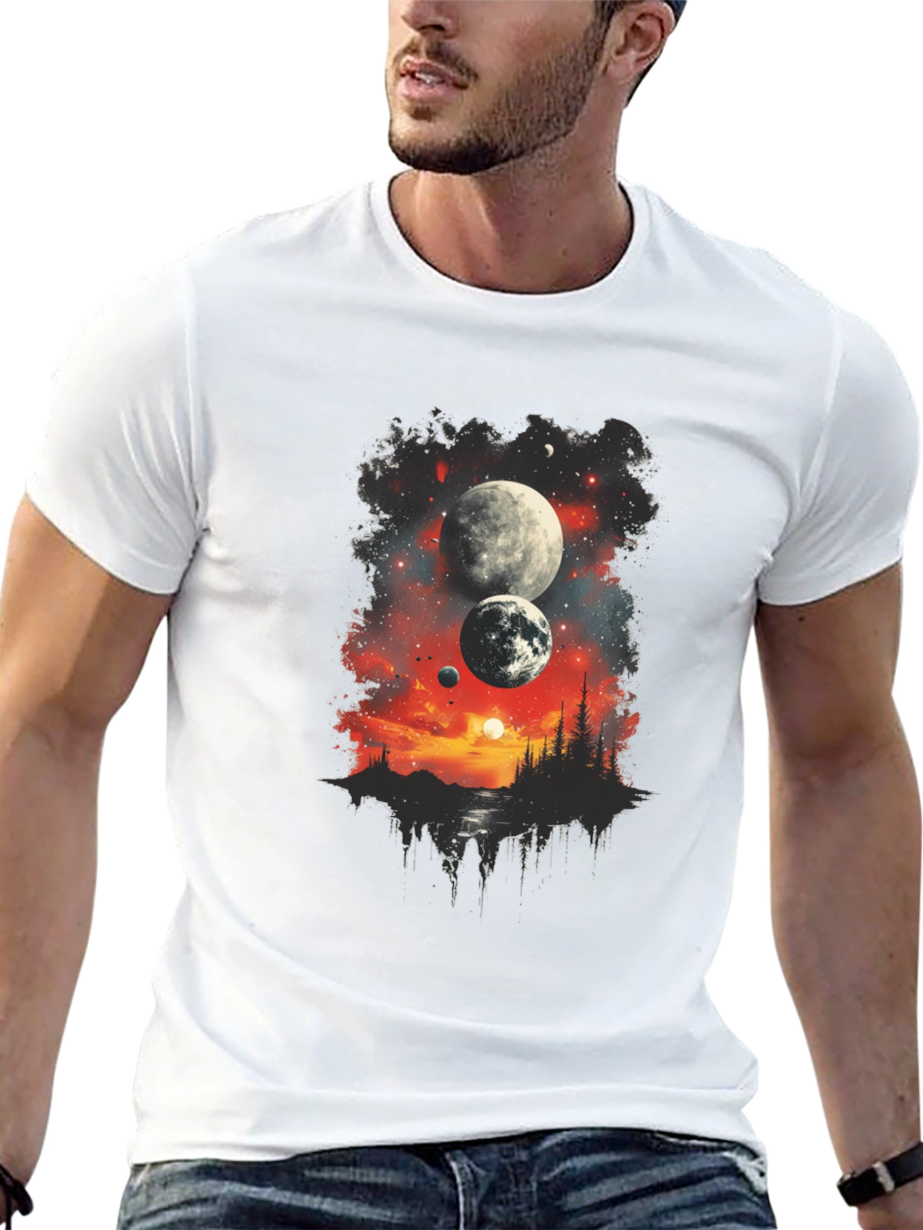 Black Cosmic Landscape Graphic Tee - Black T-Shirt view 13