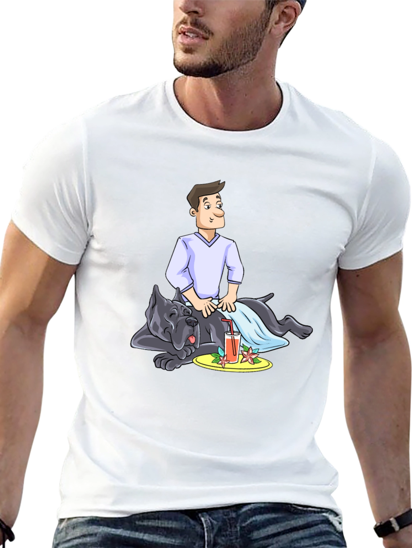 Black Relaxed Dog Massage T-Shirt view 13