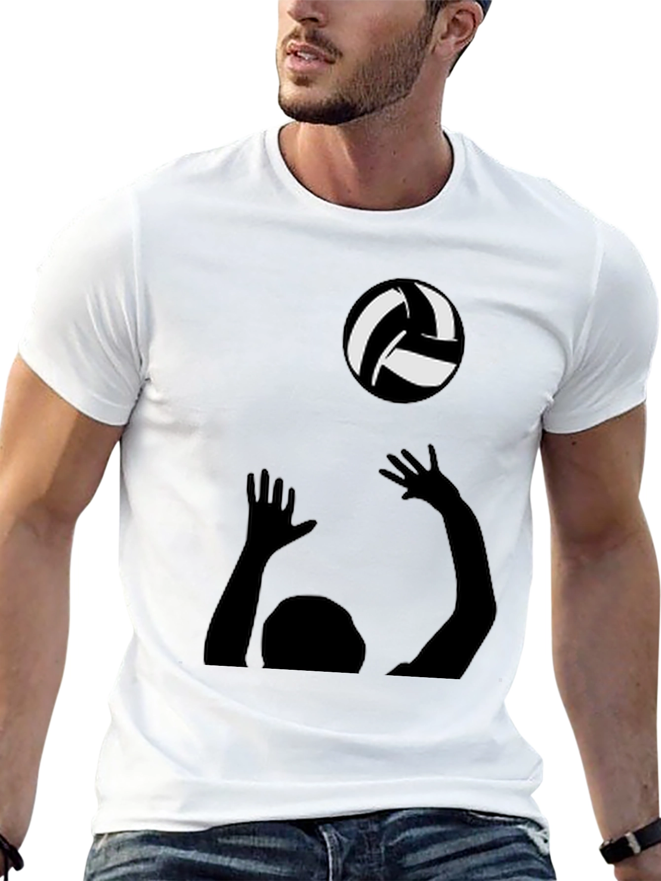 Black Volleyball Player Graphic Tee - Black Cotton Shirt view 13