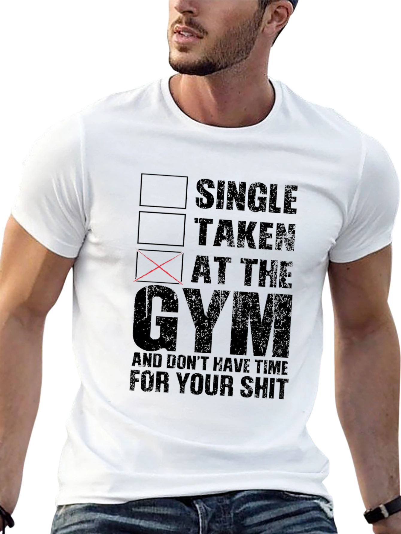 Black Gym Life T-Shirt: Single, Taken, At The Gym view 13