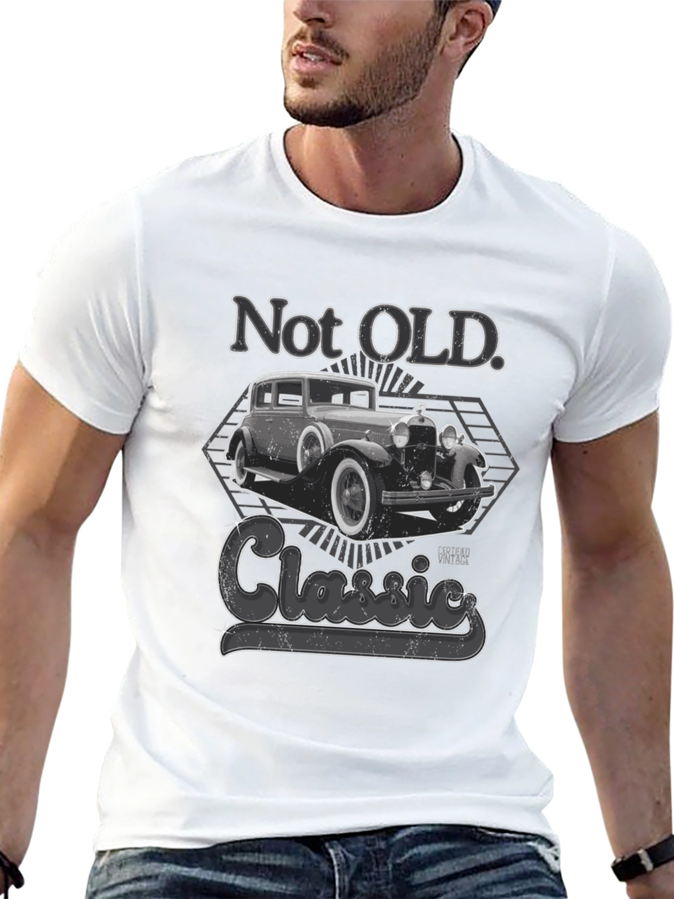 Black Not Old Classic Car T-Shirt view 13