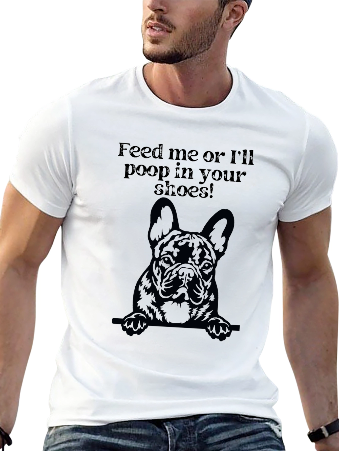 Black Feed Me Dog Graphic T-Shirt view 13