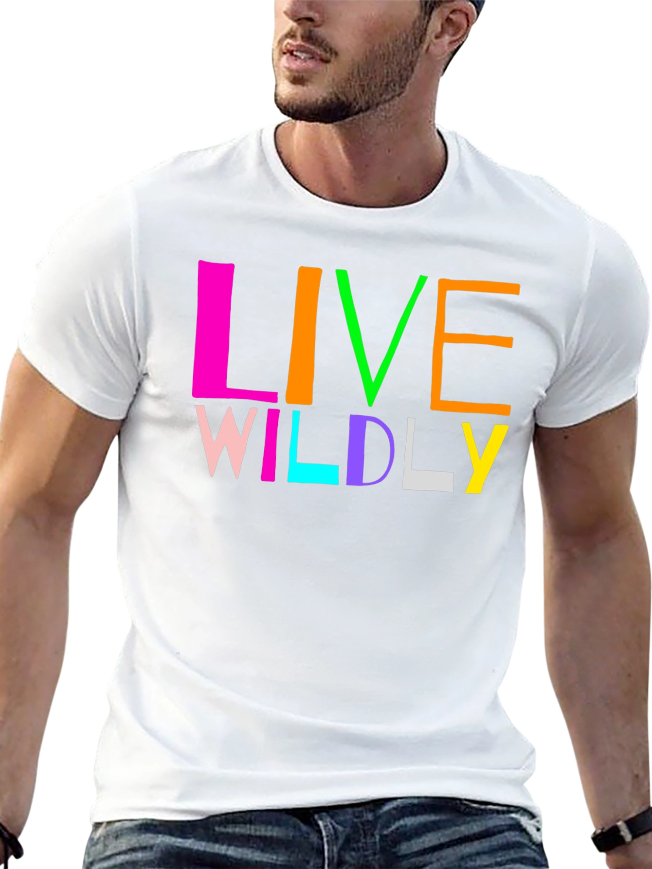 Black Live Wildly Graphic Tee - Colorful Design view 13