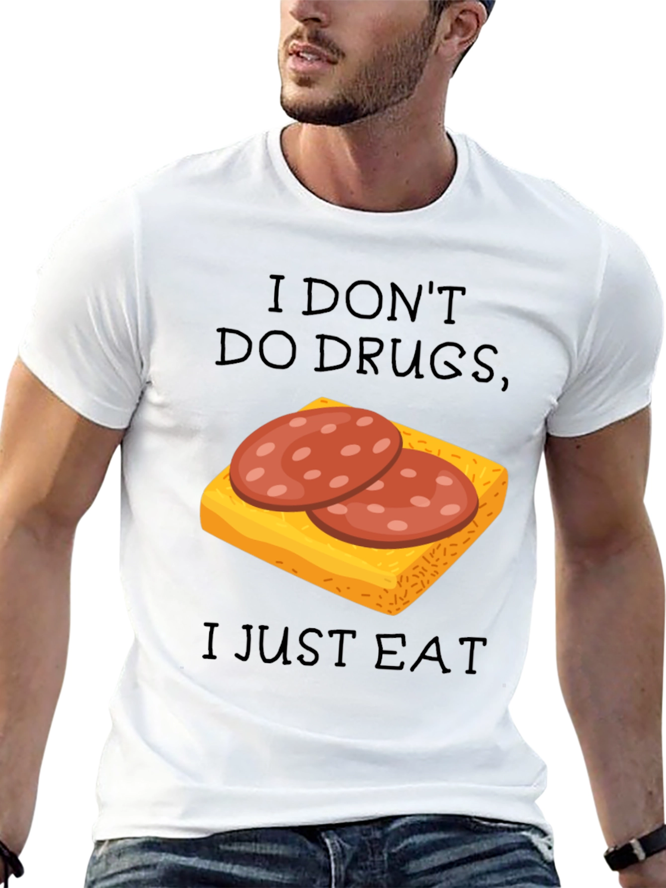 Black I Don't Do Drugs I Just Eat Funny T-Shirt view 13