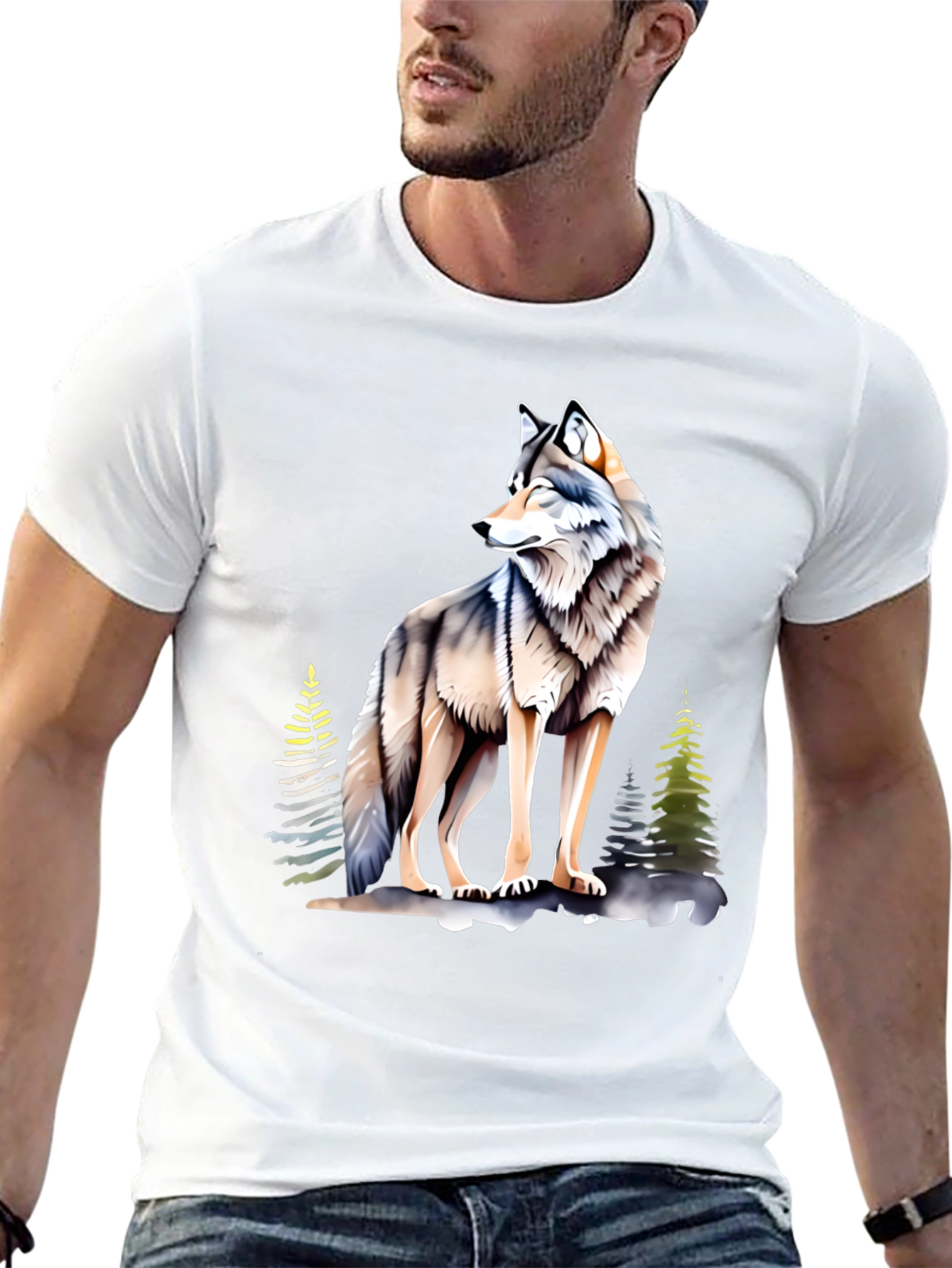 Black Wolf Graphic Tee - Cool Nature Design view 13