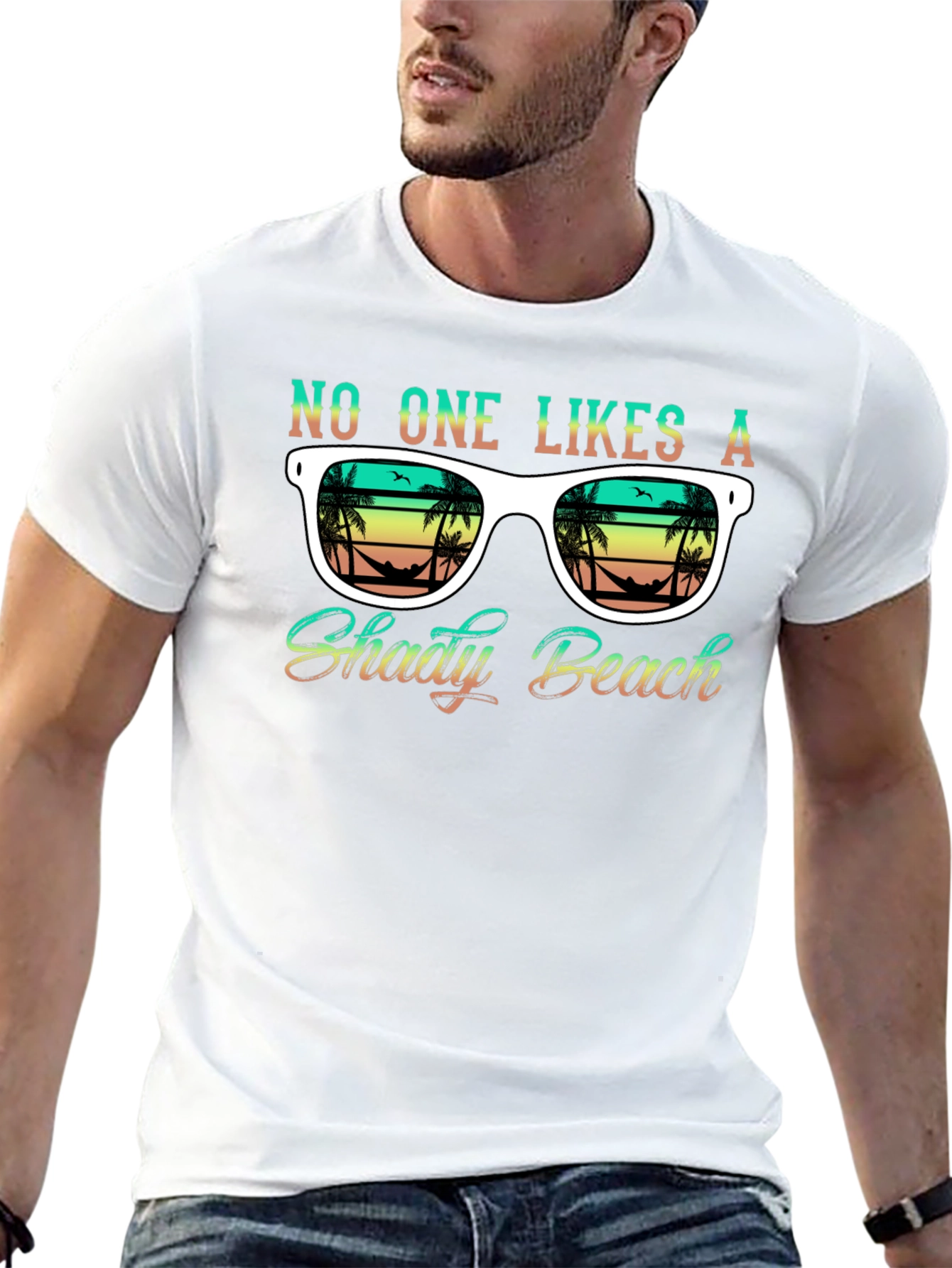 Black Shady Beach Sunglasses Graphic T-Shirt view 13