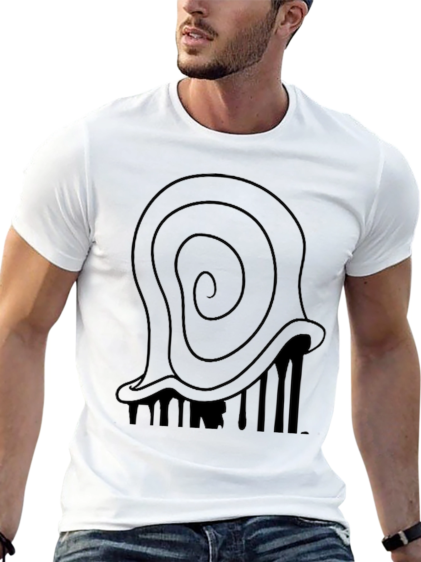 Black Abstract Swirl Graphic Tee - Men's Black T-Shirt view 13