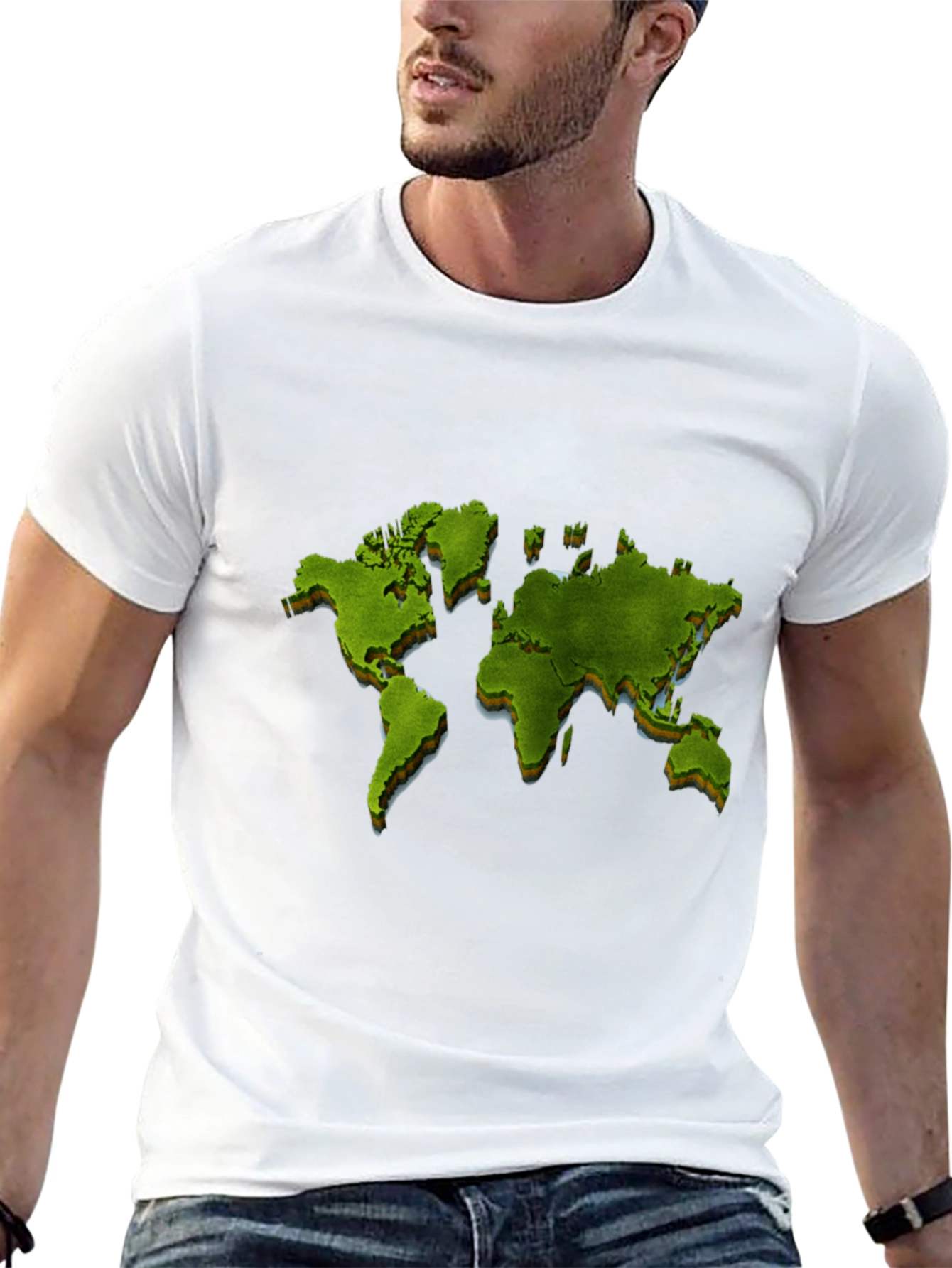 Black World Map Graphic Print Black T-Shirt view 13