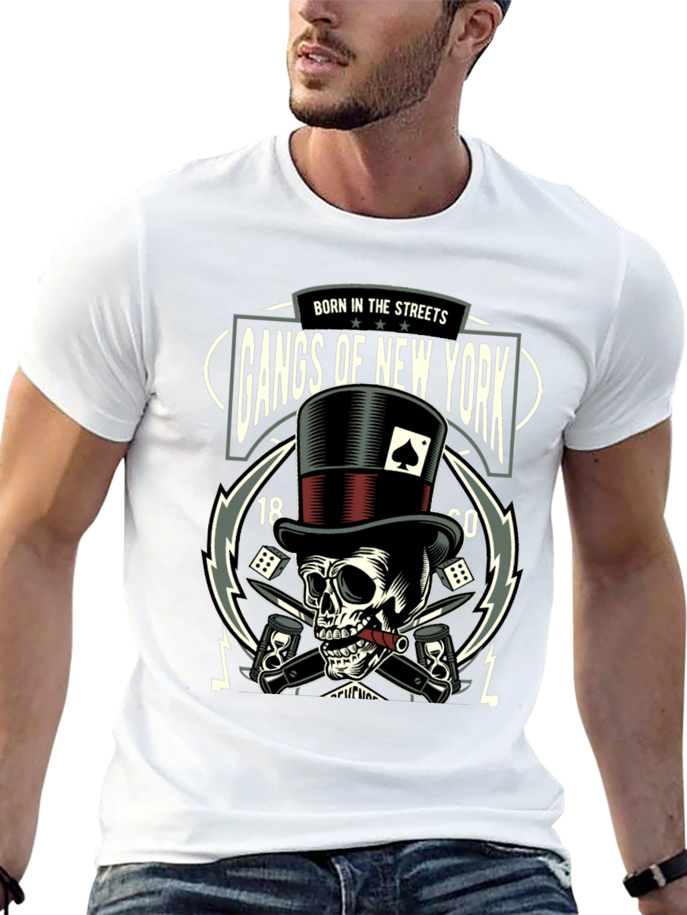 Black Gangs of New York Skull Graphic T-Shirt view 13