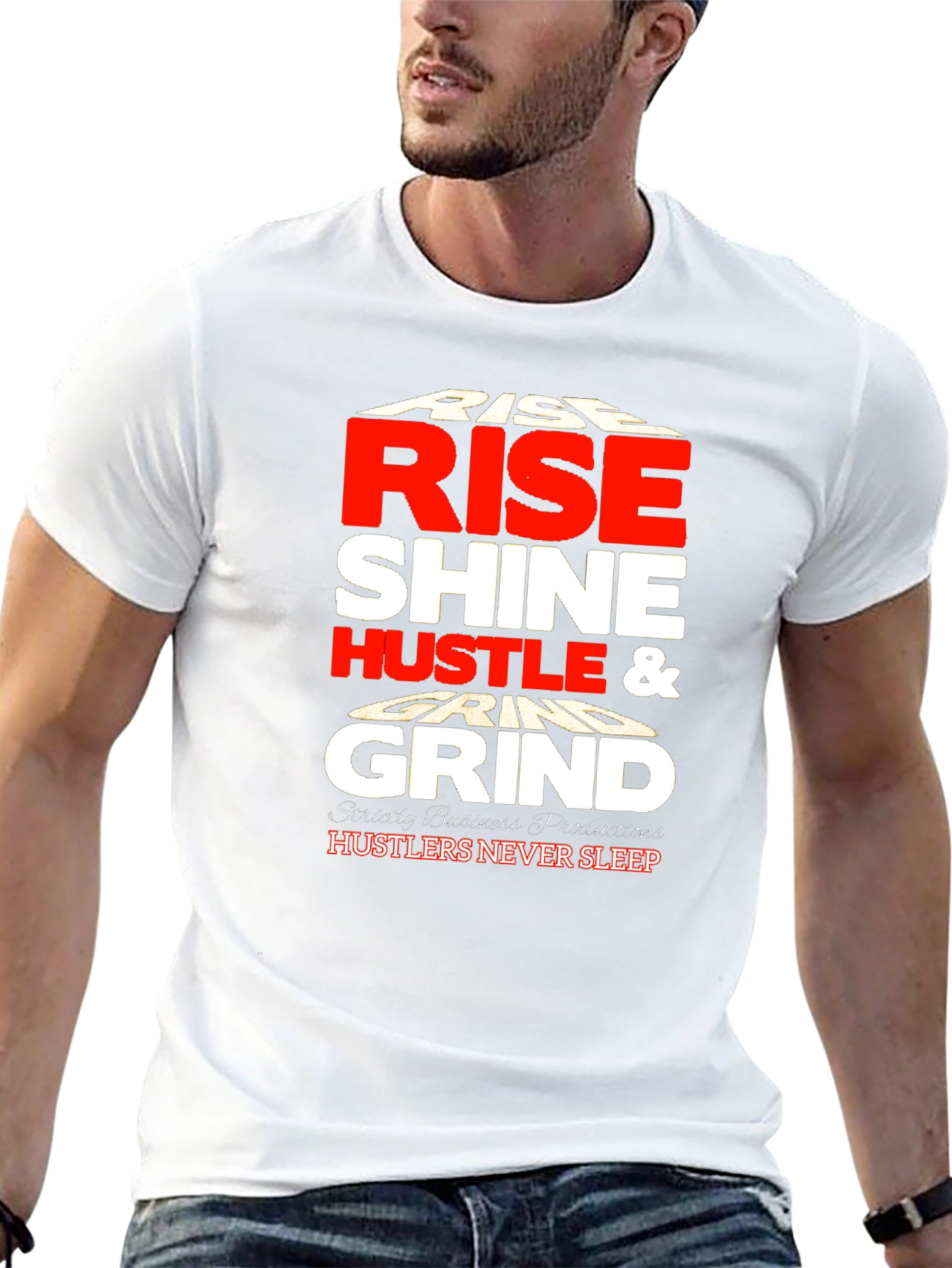 Black Rise Shine Hustle Grind Black Graphic Tee view 13