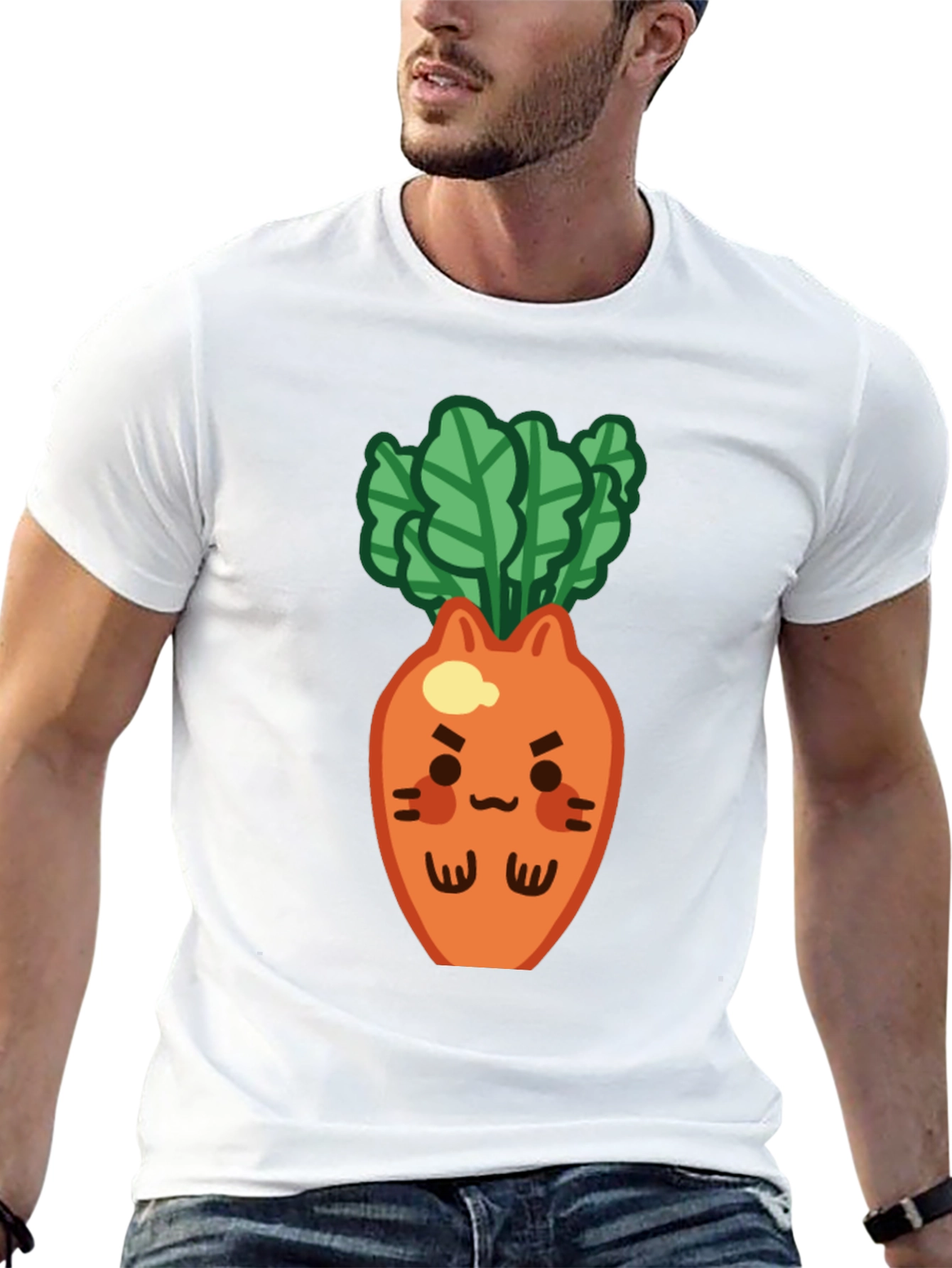 Black Cute Carrot Cat T-Shirt - Black, Unique Design view 13