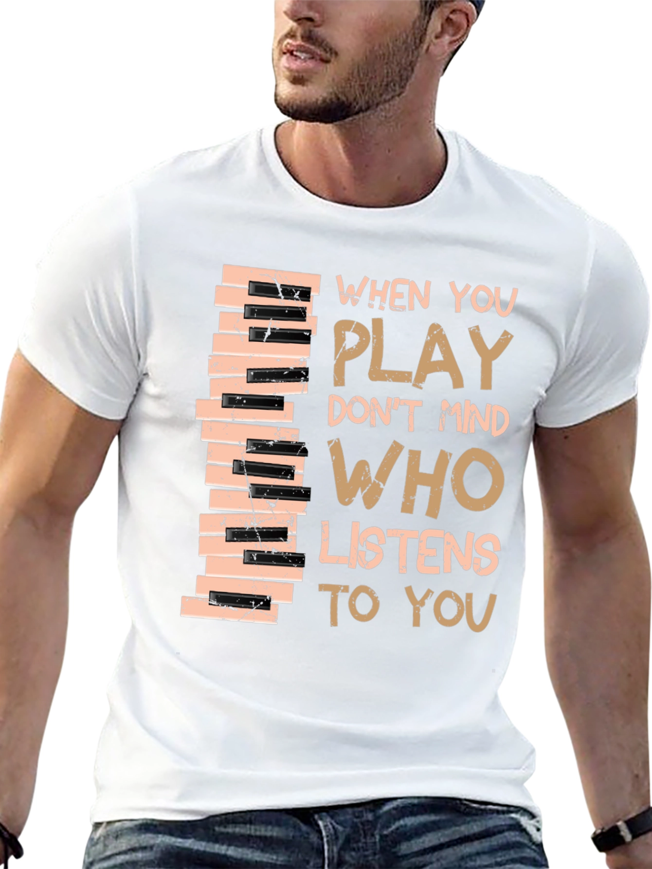 Black Piano Keys T-Shirt - Musical Inspiration view 13