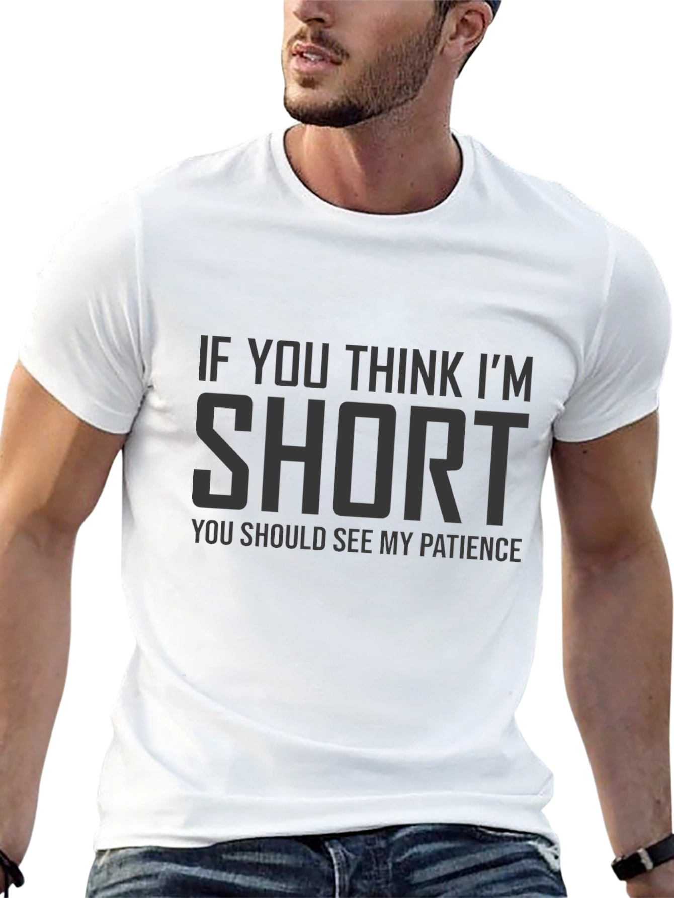 Black Funny "Short Patience" Graphic Tee view 13