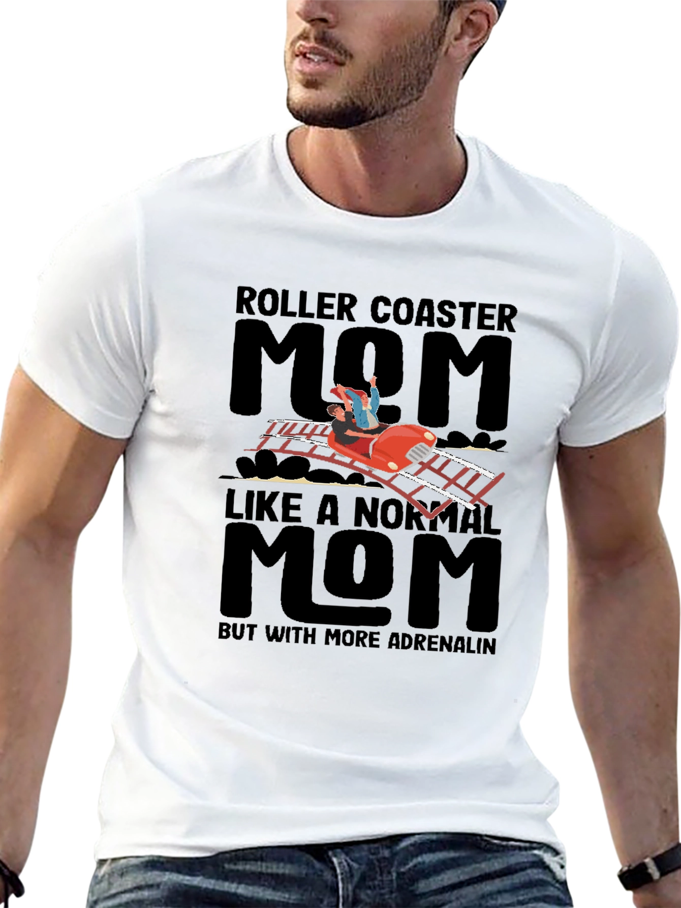 Black Roller Coaster Mom Graphic T-Shirt view 13