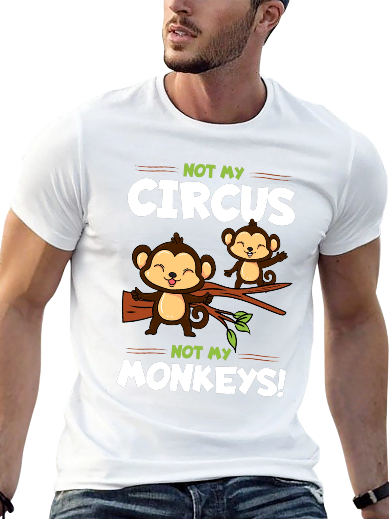 Black Funny Monkey Circus T-Shirt - Novelty Graphic Tee view 13