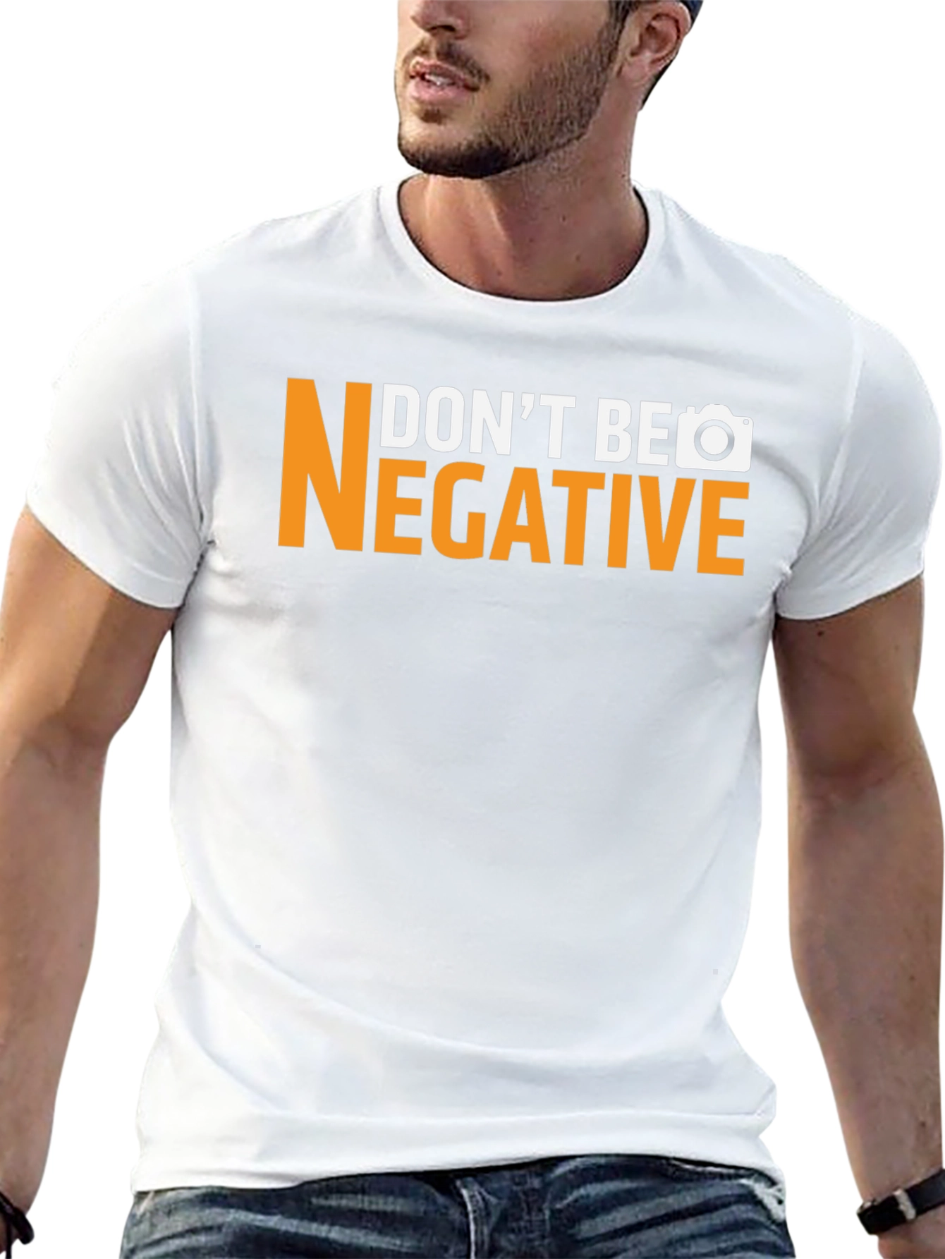 Black Don't Be Negative Funny Camera T-Shirt view 13