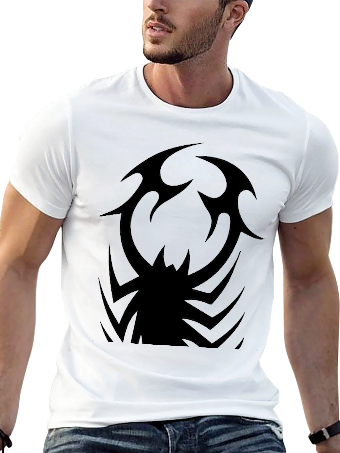 Black Tribal Spider Graphic Black T-Shirt view 13