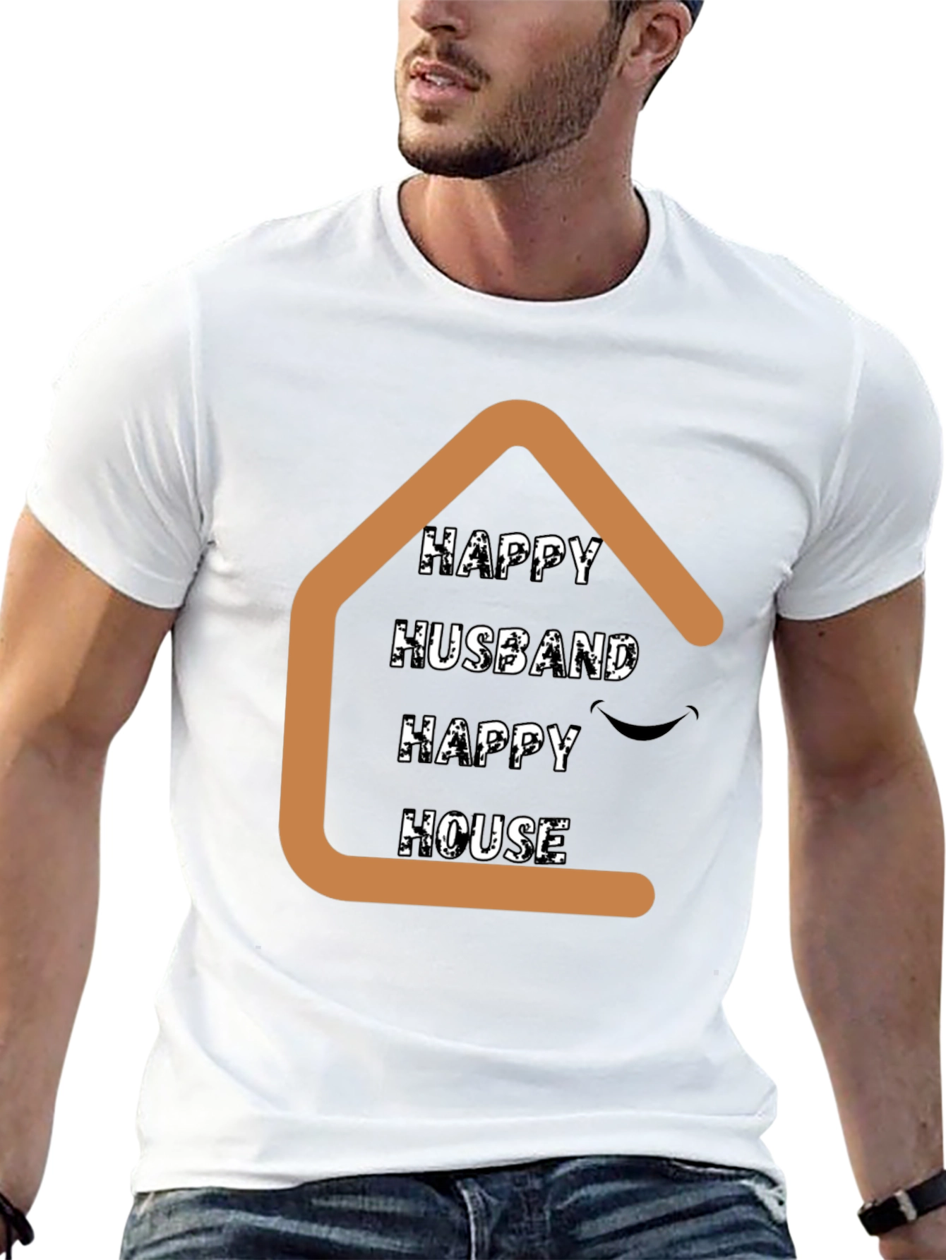 Black Happy Husband Happy House Graphic T-Shirt view 13