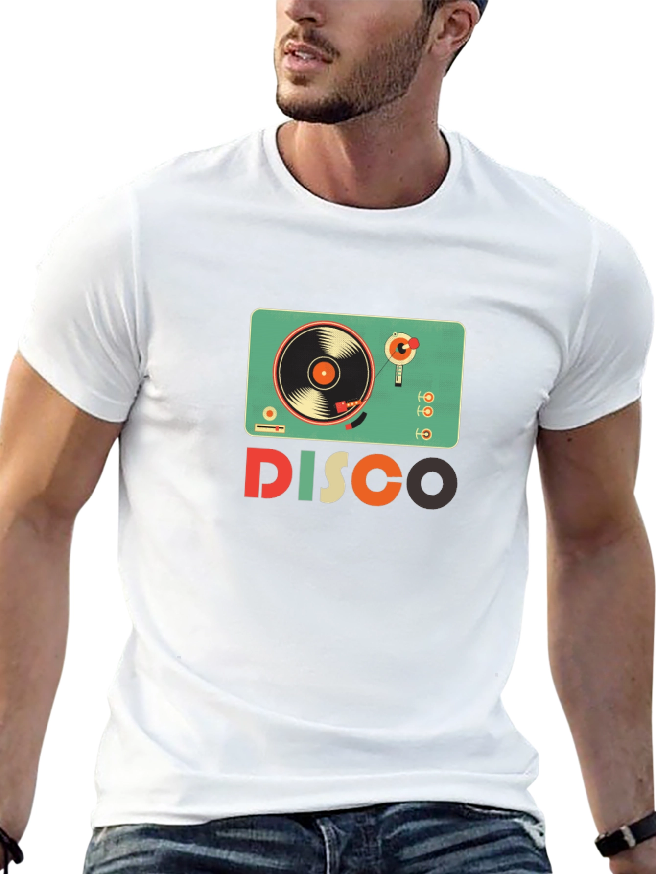 Black Retro Disco Turntable Graphic T-Shirt - Vintage Style view 13
