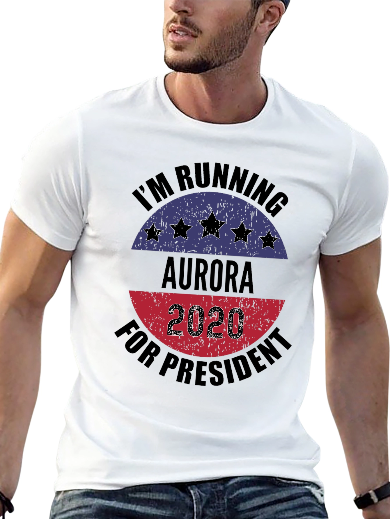Black Aurora for President 2020 Black T-Shirt view 13
