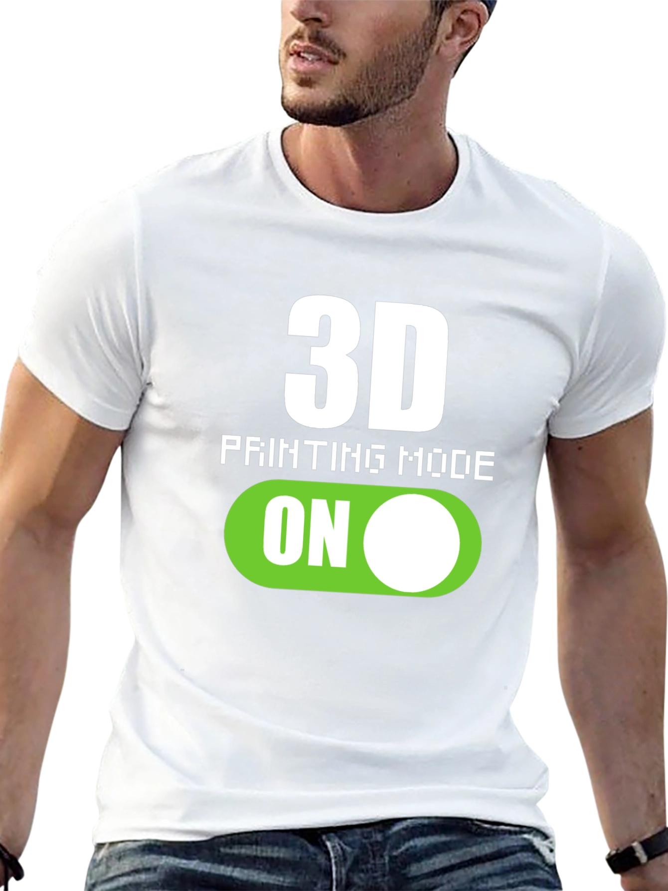 Black 3D Printing Mode On Graphic Tee view 13