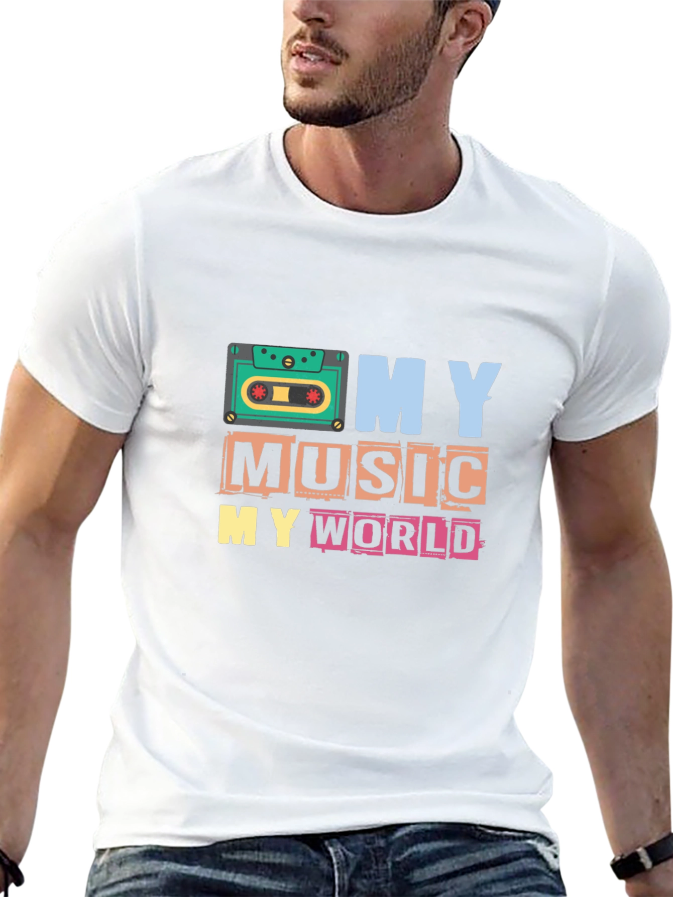 Black My Music My World Graphic Tee - Retro Cassette T-Shirt view 13