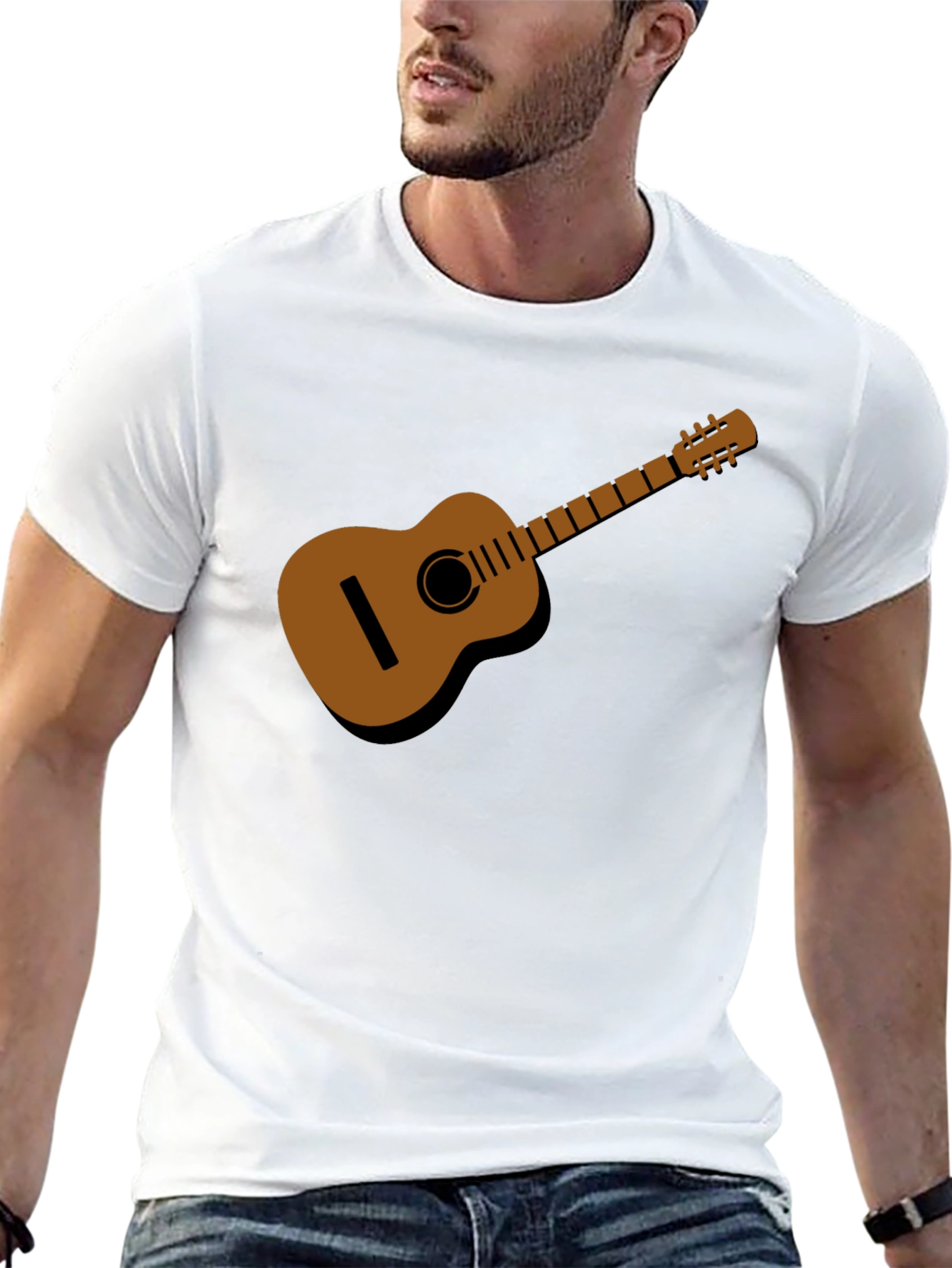 Black Acoustic Guitar T-Shirt - Music Lover Tee view 13