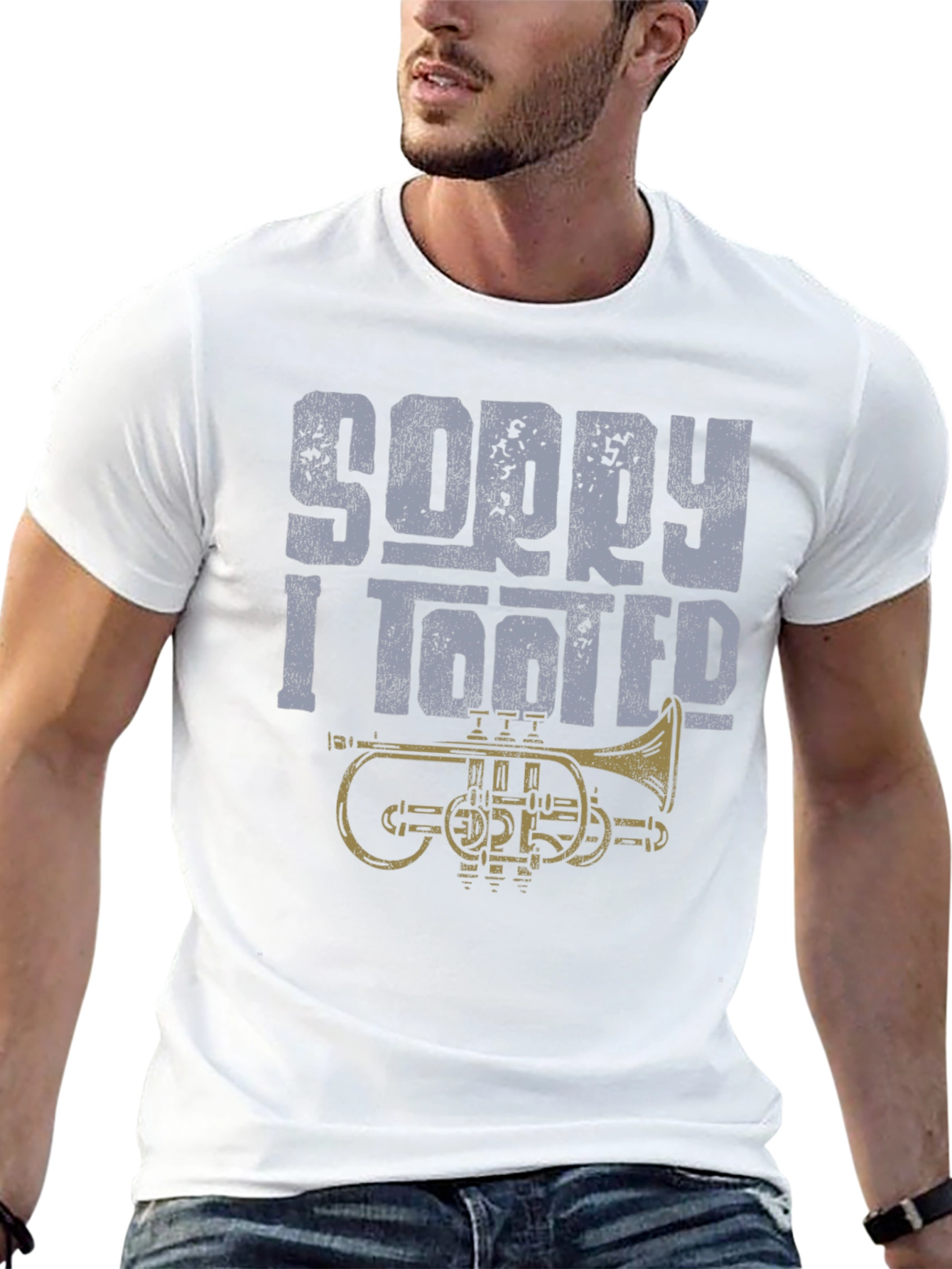 Black Sorry I Tooted T-Shirt - Funny Trumpet Design view 13