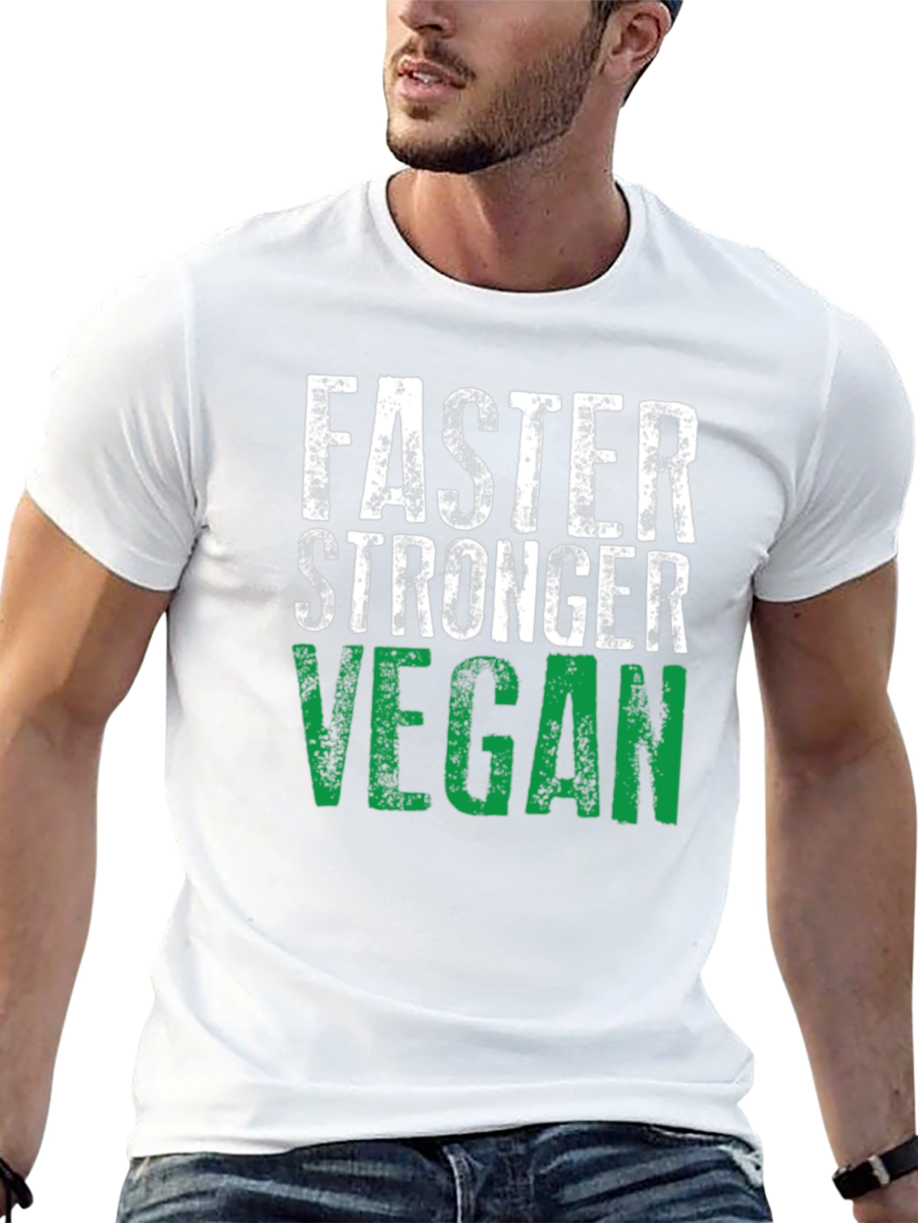 Black Faster Stronger Vegan T-Shirt - Athletic Fit view 13