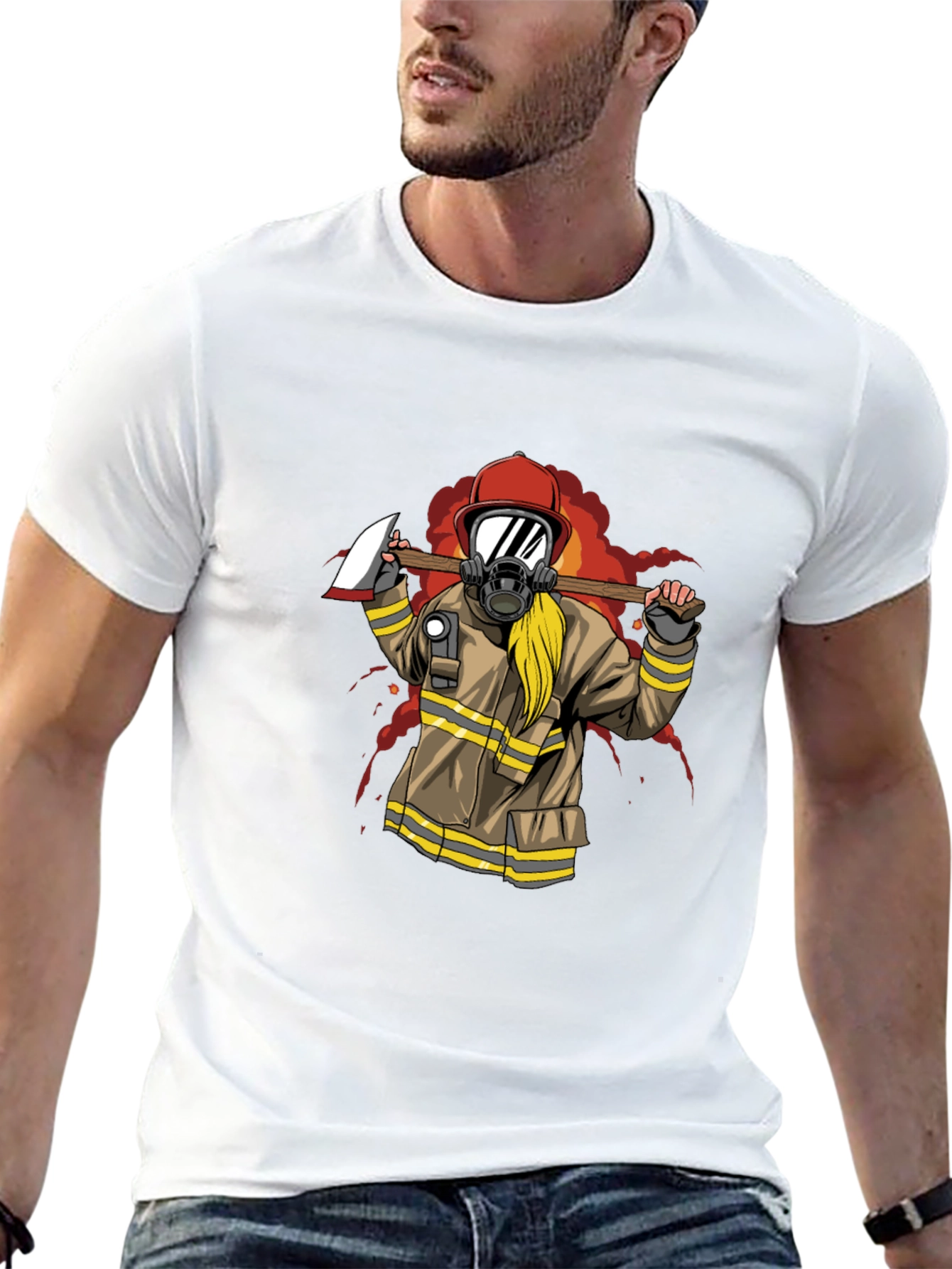 Firefighter Axe T-Shirt - Bold Graphic Tee - 13