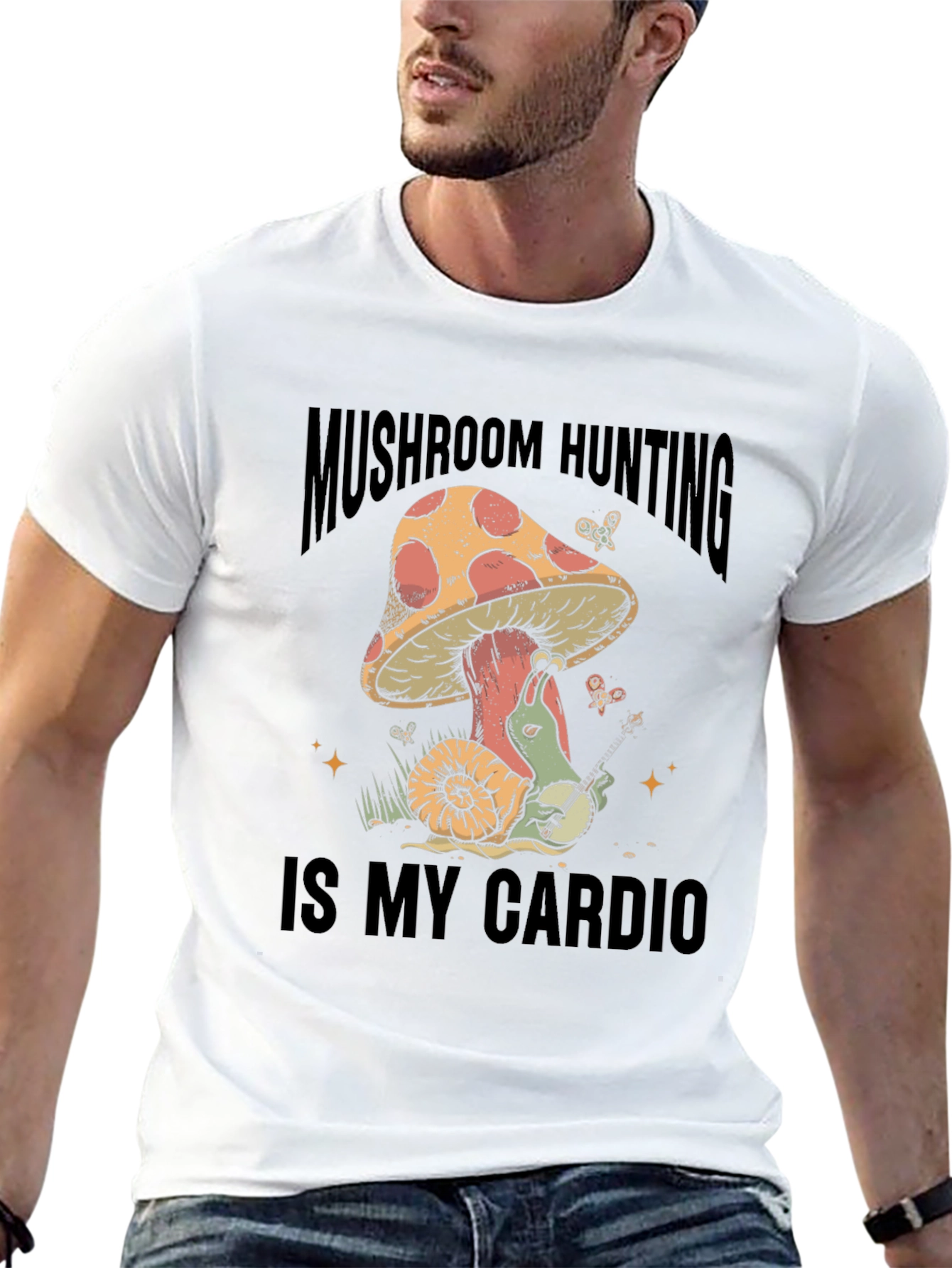Black Mushroom Hunting is My Cardio T-Shirt view 13