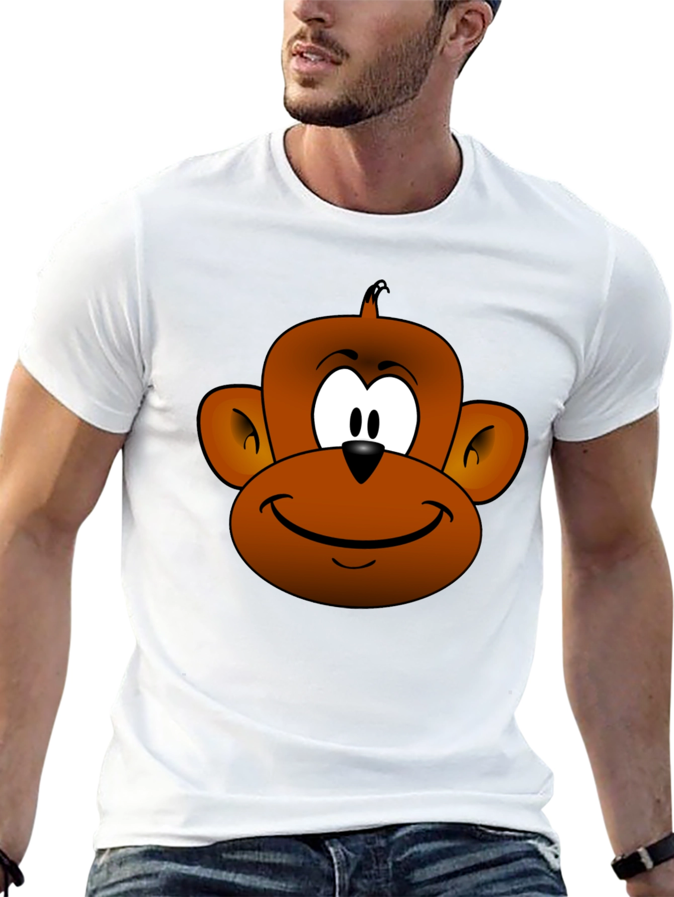 Black Cartoon Monkey Face T-Shirt view 13