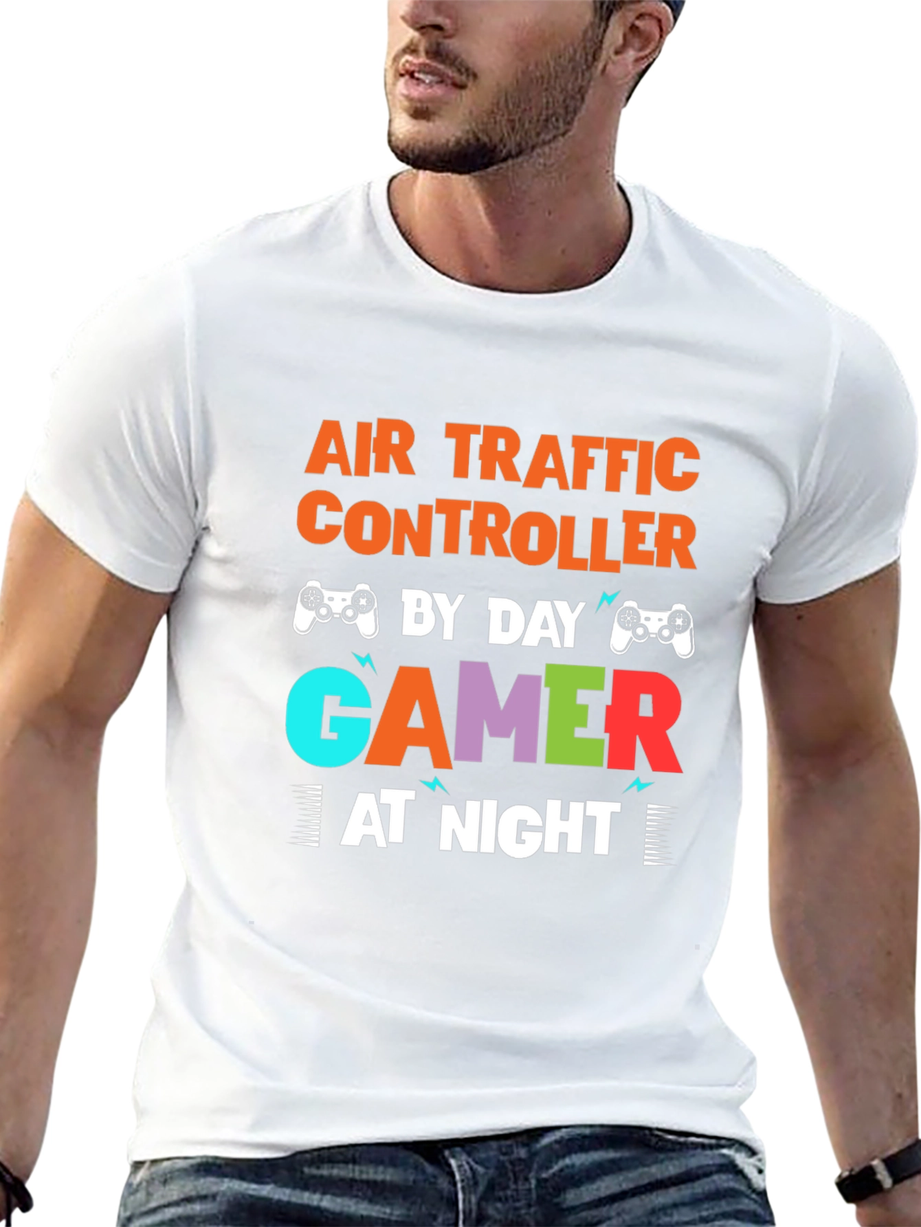 Black Air Traffic Controller Gamer T-Shirt - Funny Novelty Tee view 13
