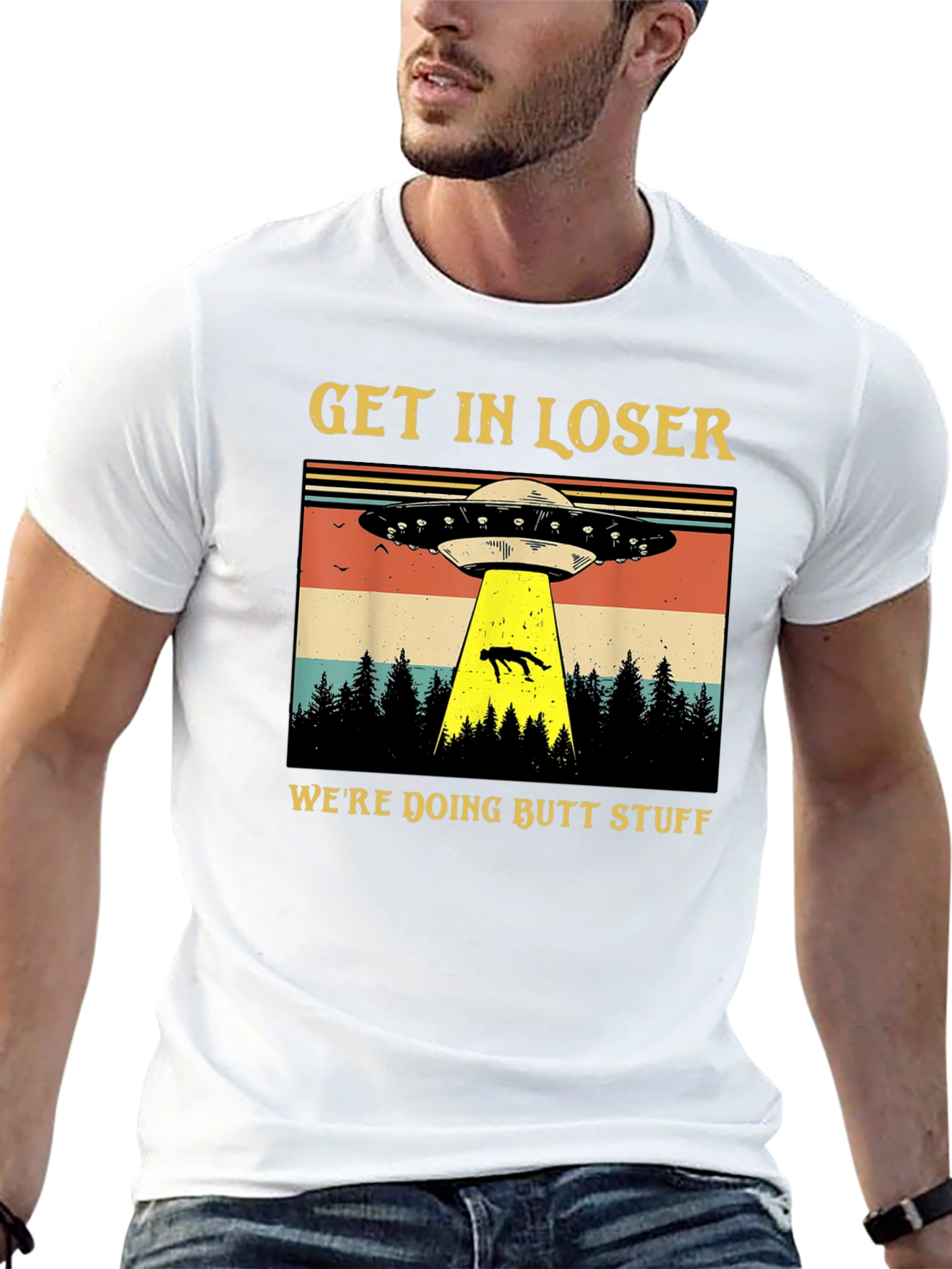 Black Get In Loser UFO T-Shirt view 13