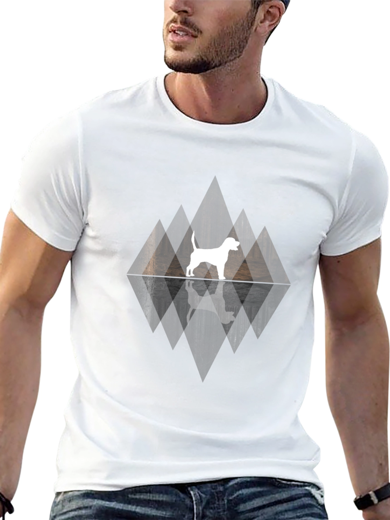 Dog Silhouette Graphic Black T-Shirt - 13