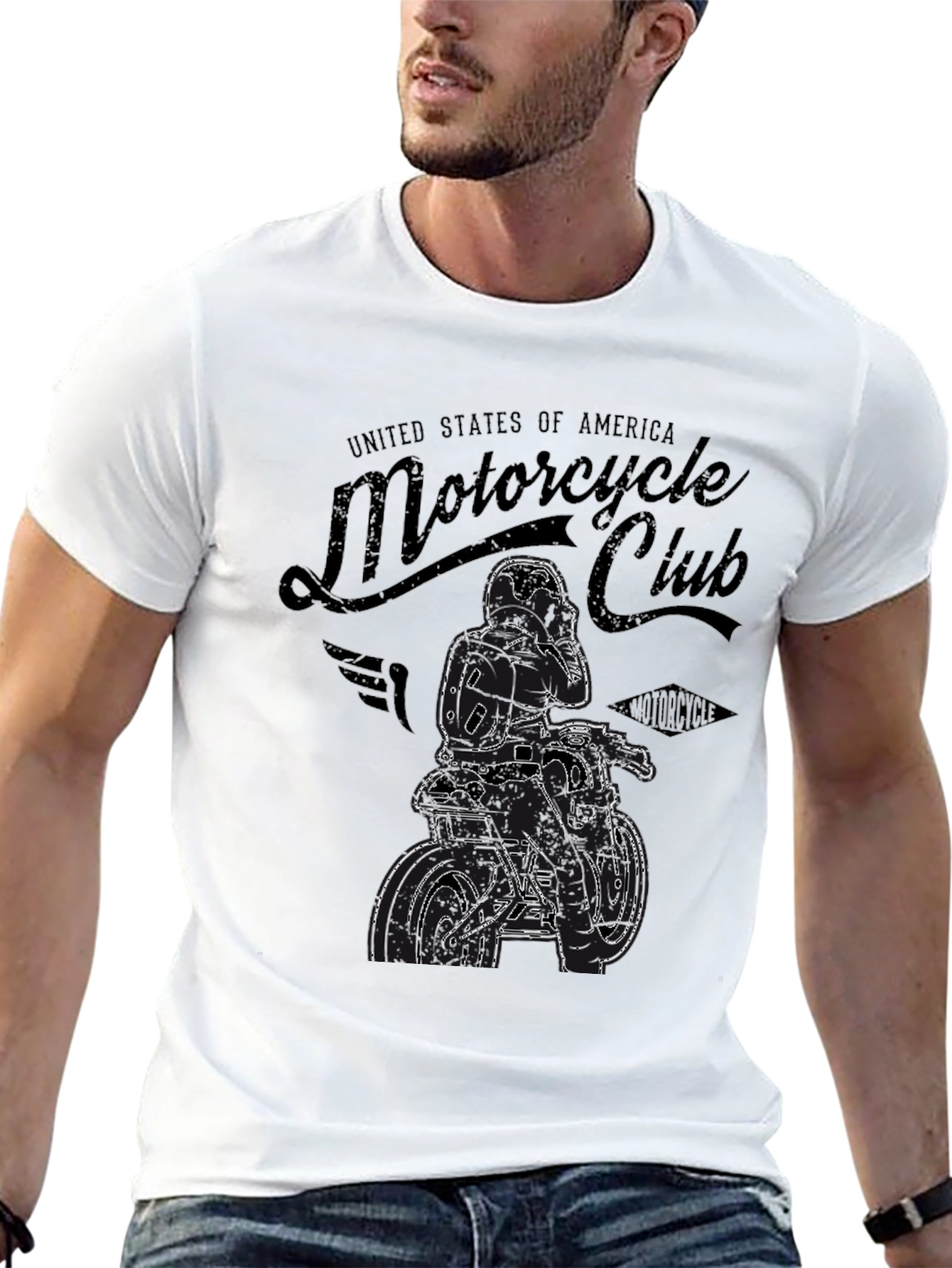 Motorcycle Club Graphic Print T-Shirt - Black - 13