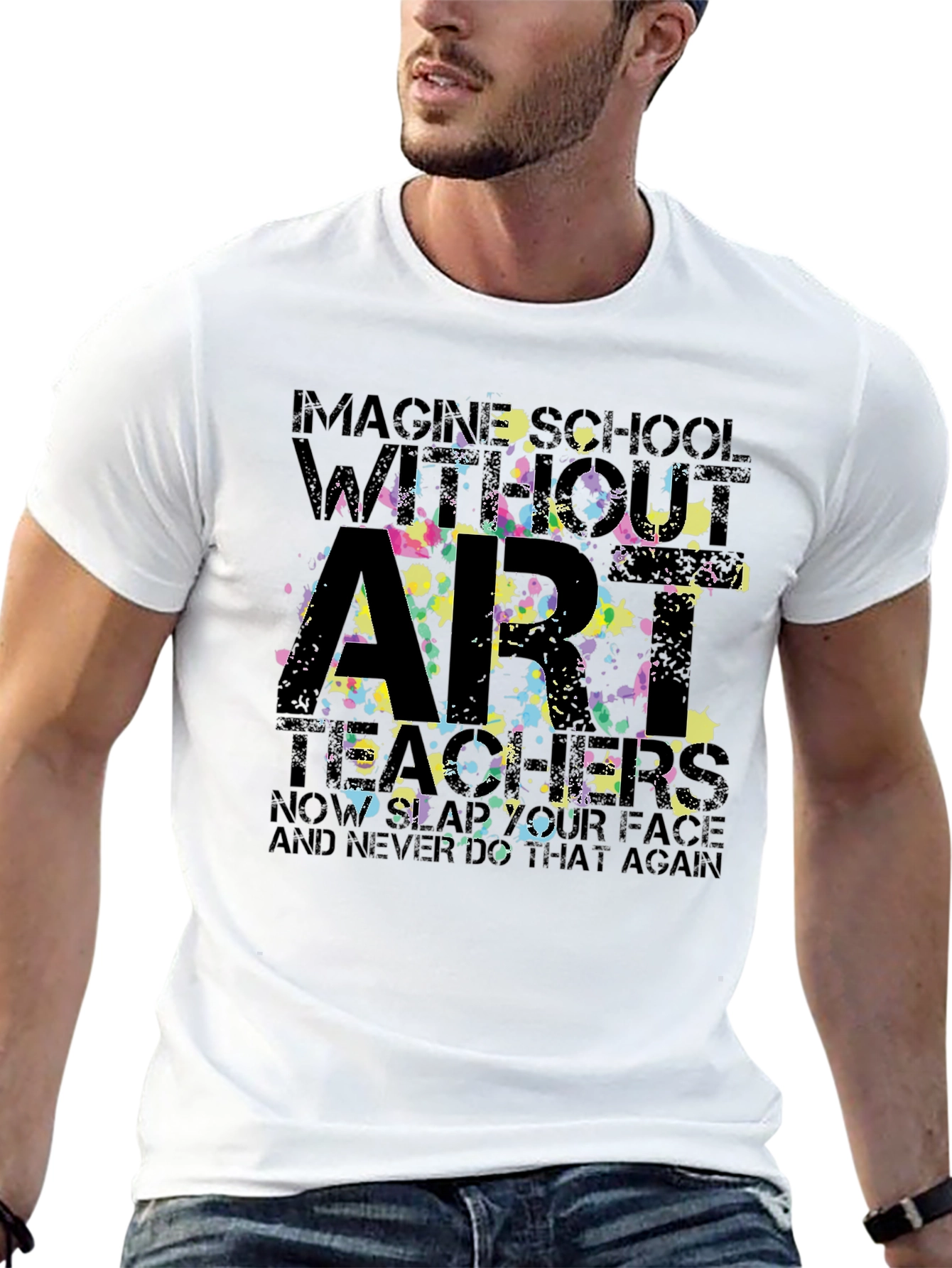 Black Imagine School Without Art Teachers T-Shirt view 13